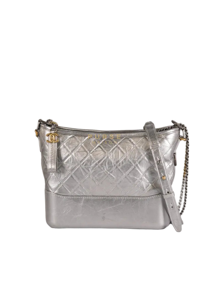Gabrielle Old Medium (Large) in Silver Quilted Distressed Calfskin & Mixed Hardware Series 24 | Purse Maison Luxury Bags Shop
