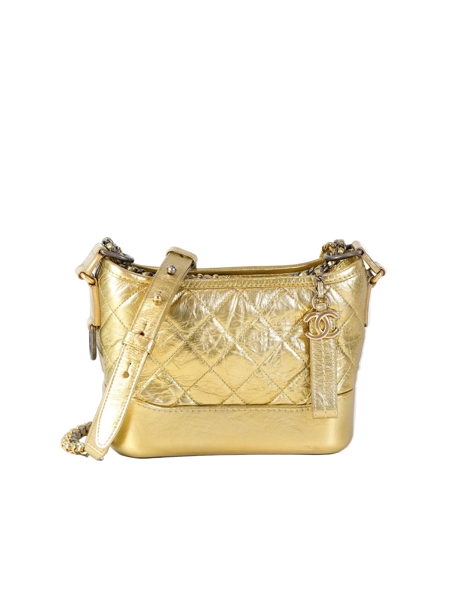 Gabrielle Small Crossbody Bag in Metallic Lambskin Leather & Mixed Hardware Series 24 | Purse Maison Luxury Bags Shop