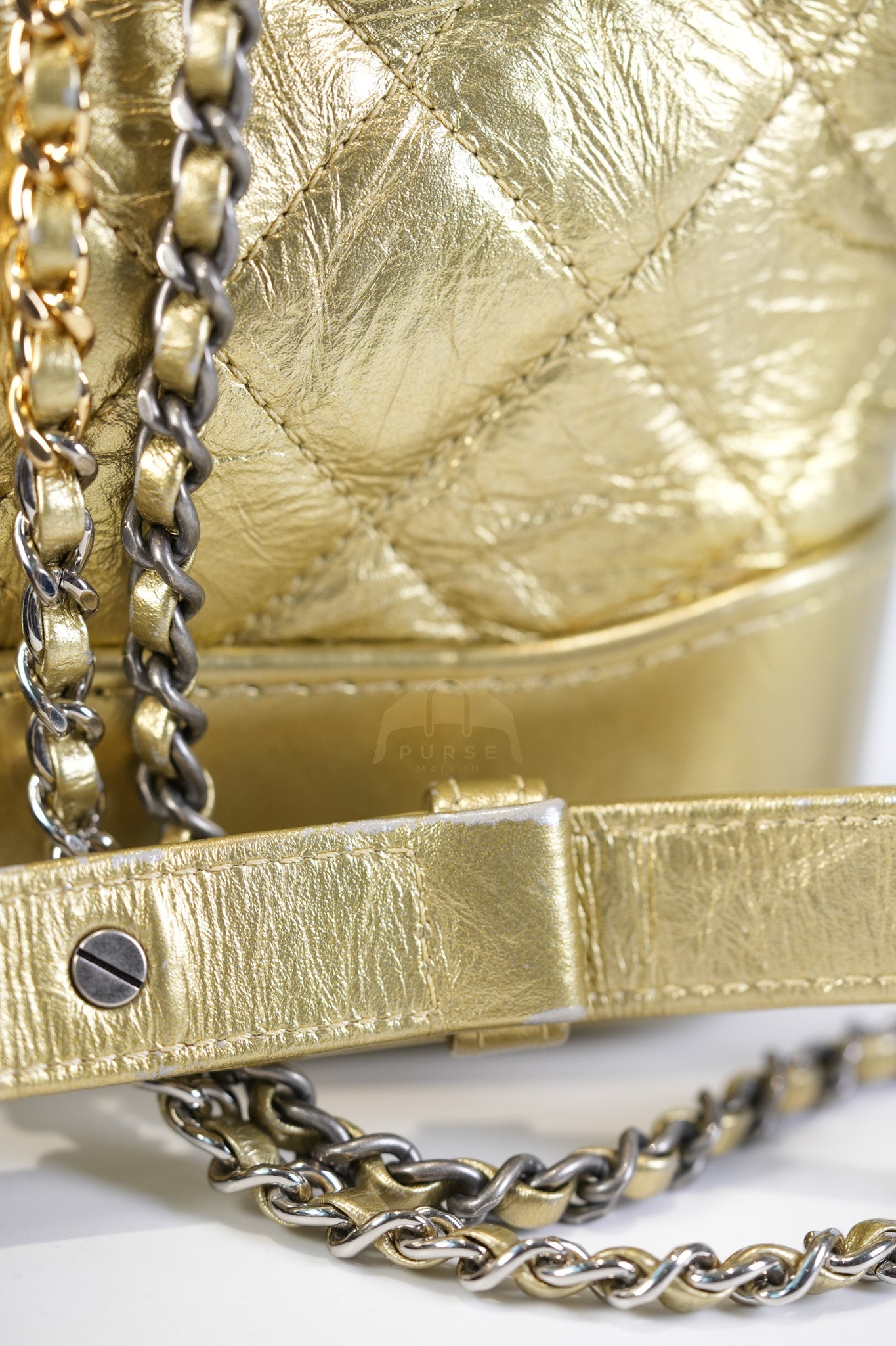 Gabrielle Small Crossbody Bag in Metallic Lambskin Leather & Mixed Hardware Series 24 | Purse Maison Luxury Bags Shop