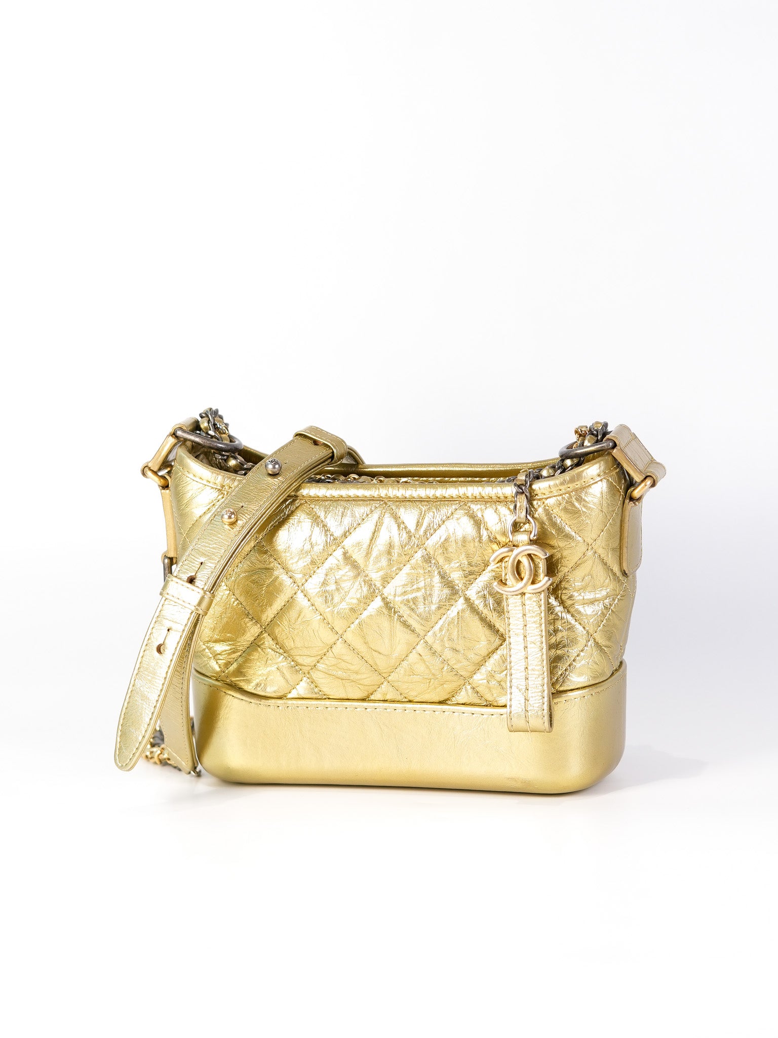 Gabrielle Small Crossbody Bag in Metallic Lambskin Leather & Mixed Hardware Series 24 | Purse Maison Luxury Bags Shop