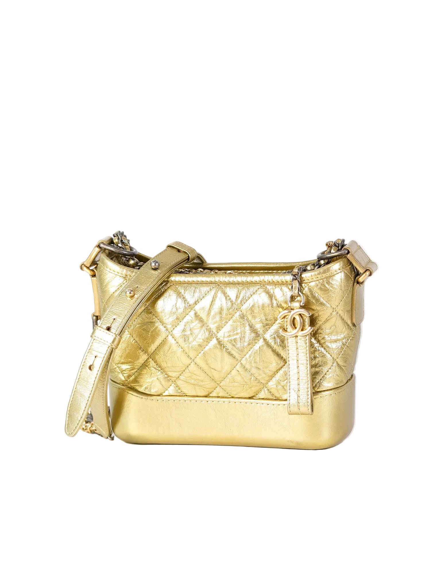 Gabrielle Small Crossbody Bag in Metallic Lambskin Leather & Mixed Hardware Series 24 | Purse Maison Luxury Bags Shop