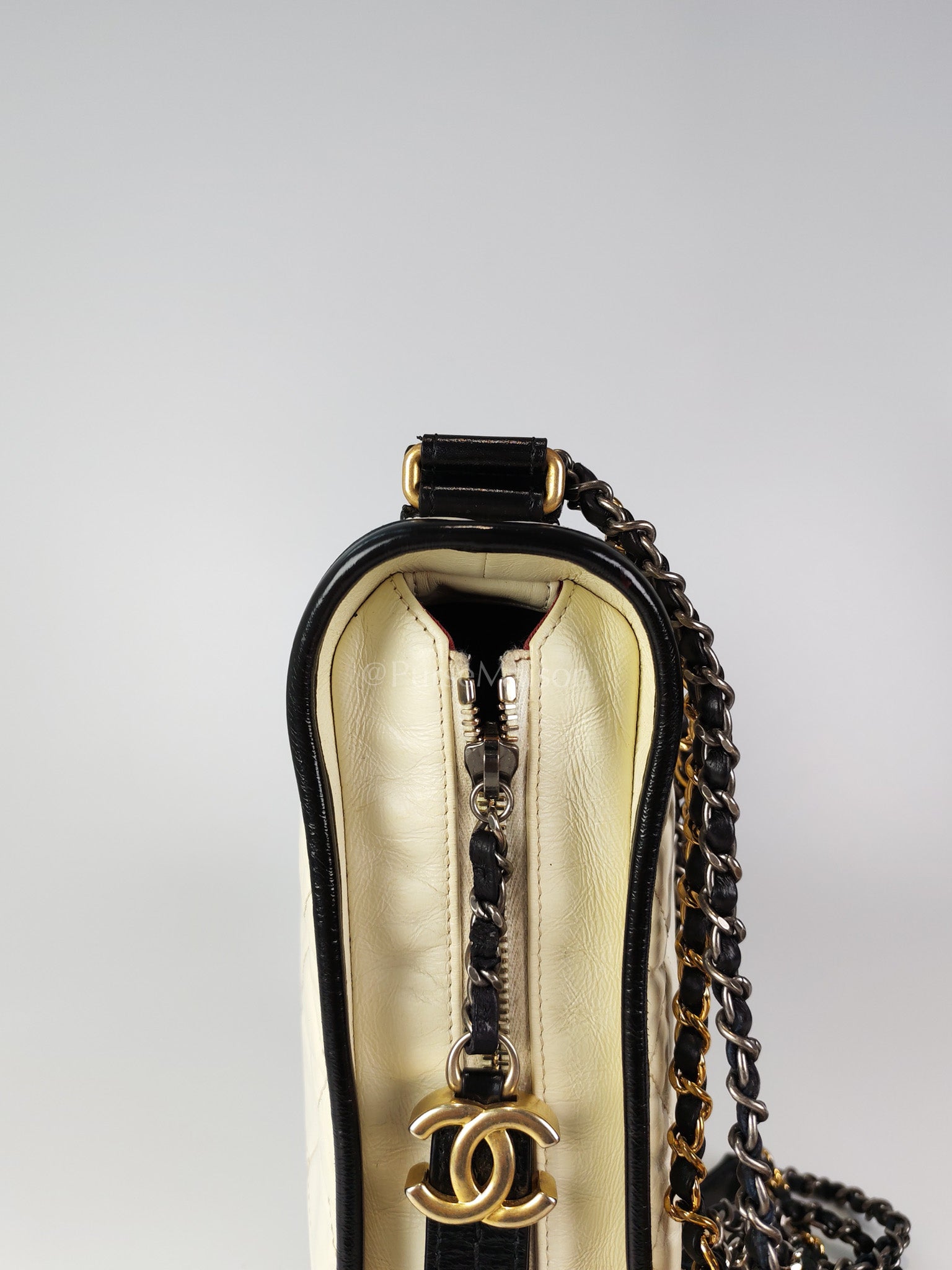 Gabrielle Small in Off White Distressed Calfskin Leather and Mixed Hardware Series 26 | Purse Maison Luxury Bags Shop