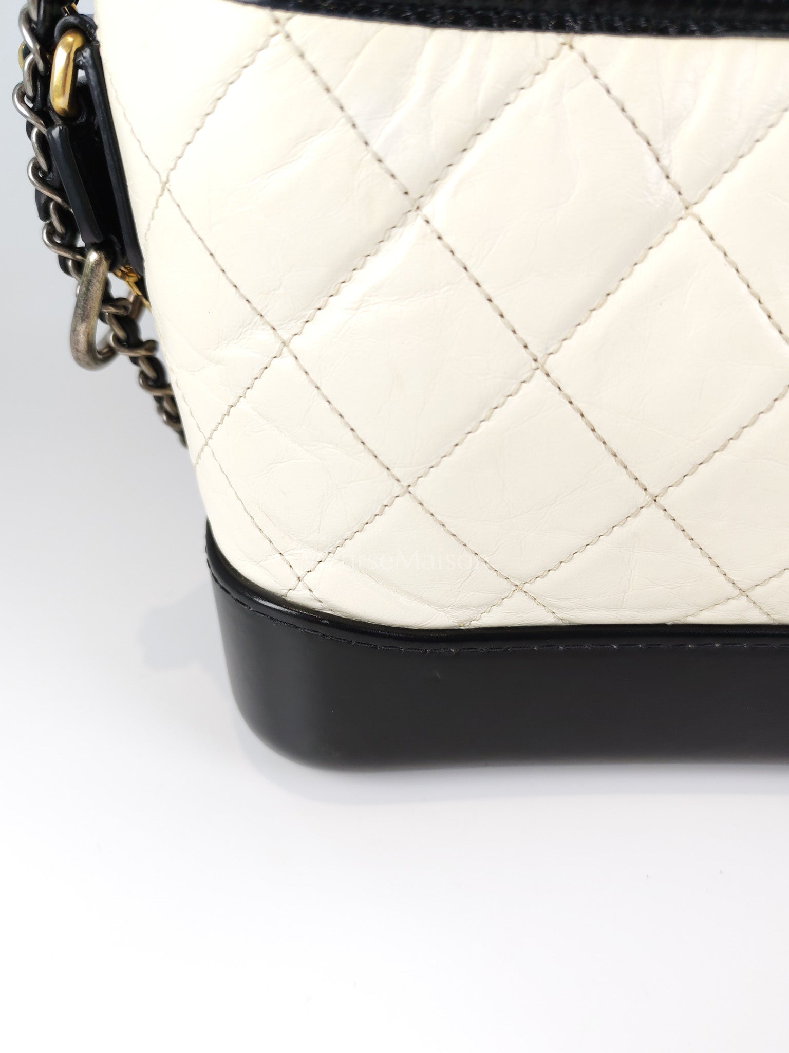 Gabrielle Small in Off White Distressed Calfskin Leather and Mixed Hardware Series 26 | Purse Maison Luxury Bags Shop