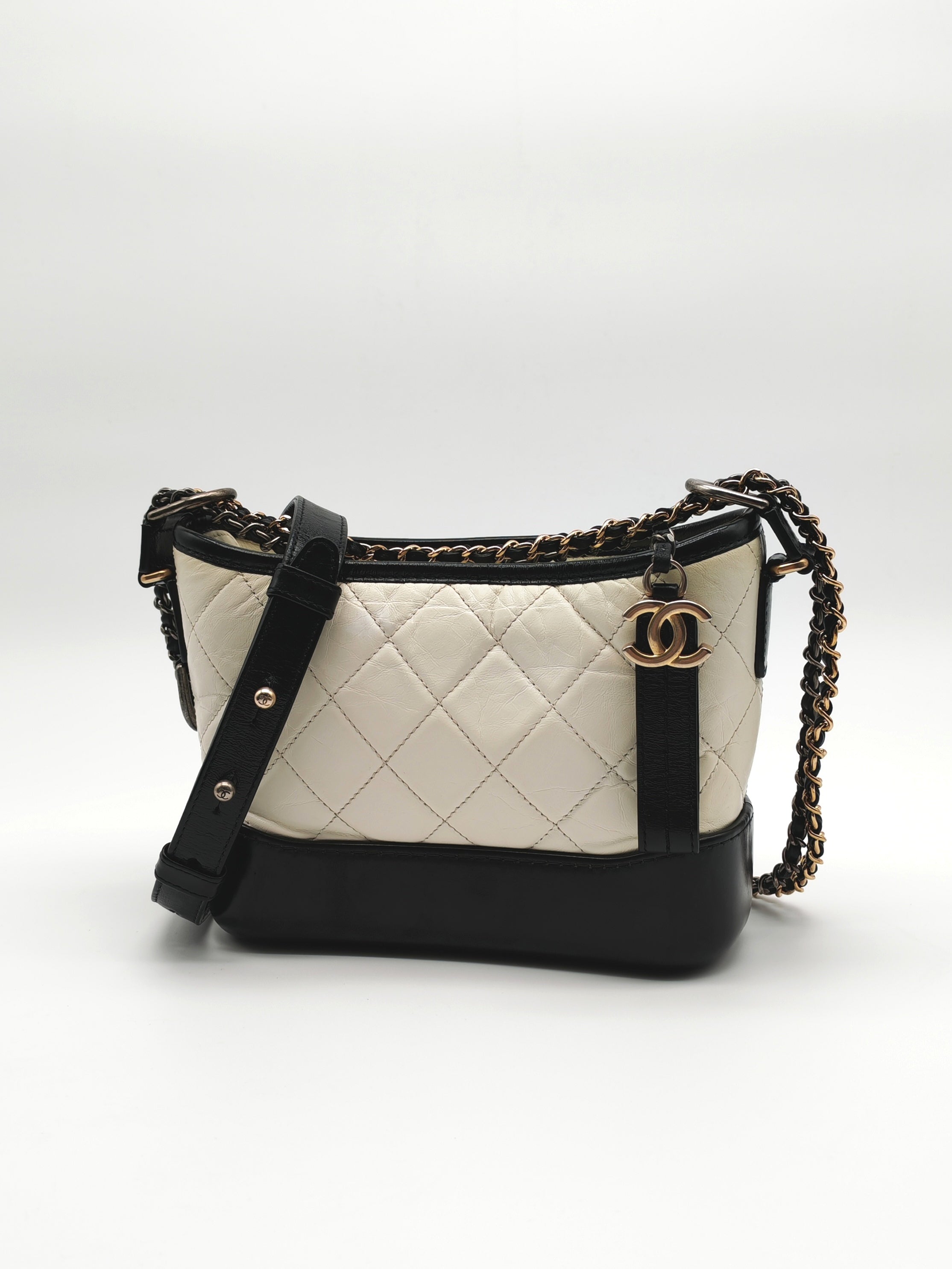 Gabrielle Small in Off White Distressed Calfskin Leather and Mixed Hardware Series 26 | Purse Maison Luxury Bags Shop