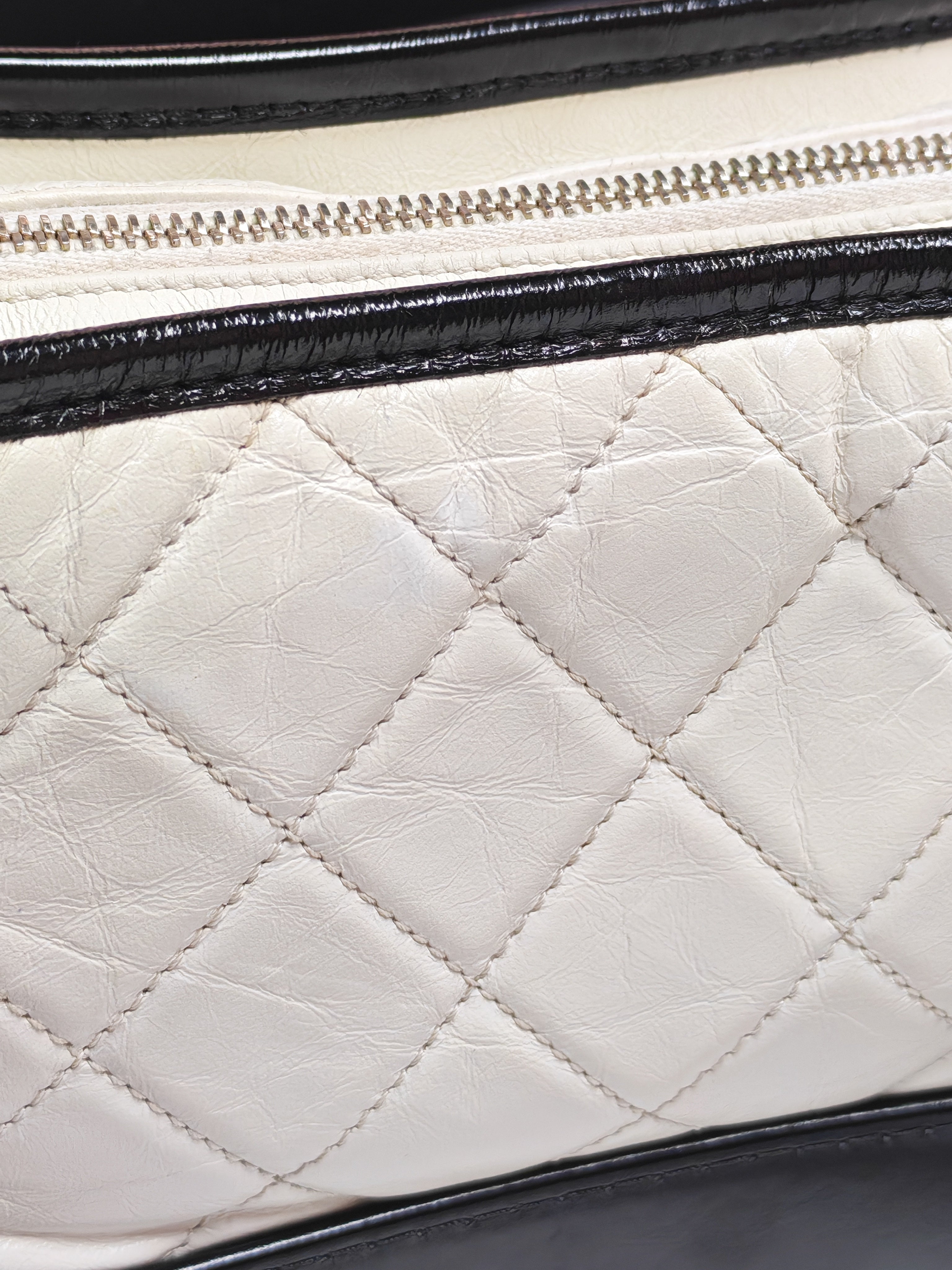 Gabrielle Small in Off White Distressed Calfskin Leather and Mixed Hardware Series 26 | Purse Maison Luxury Bags Shop