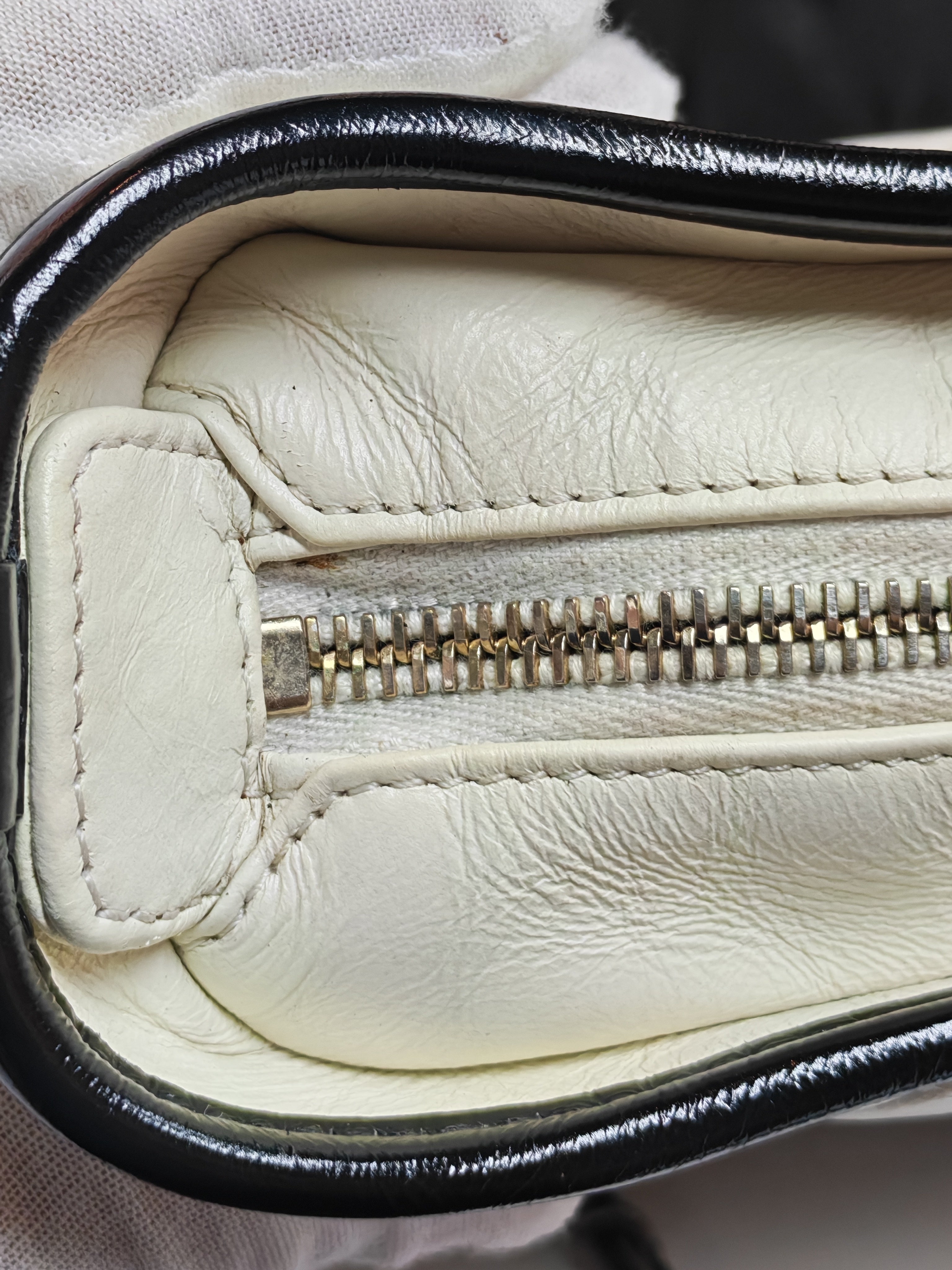 Gabrielle Small in Off White Distressed Calfskin Leather and Mixed Hardware Series 26 | Purse Maison Luxury Bags Shop