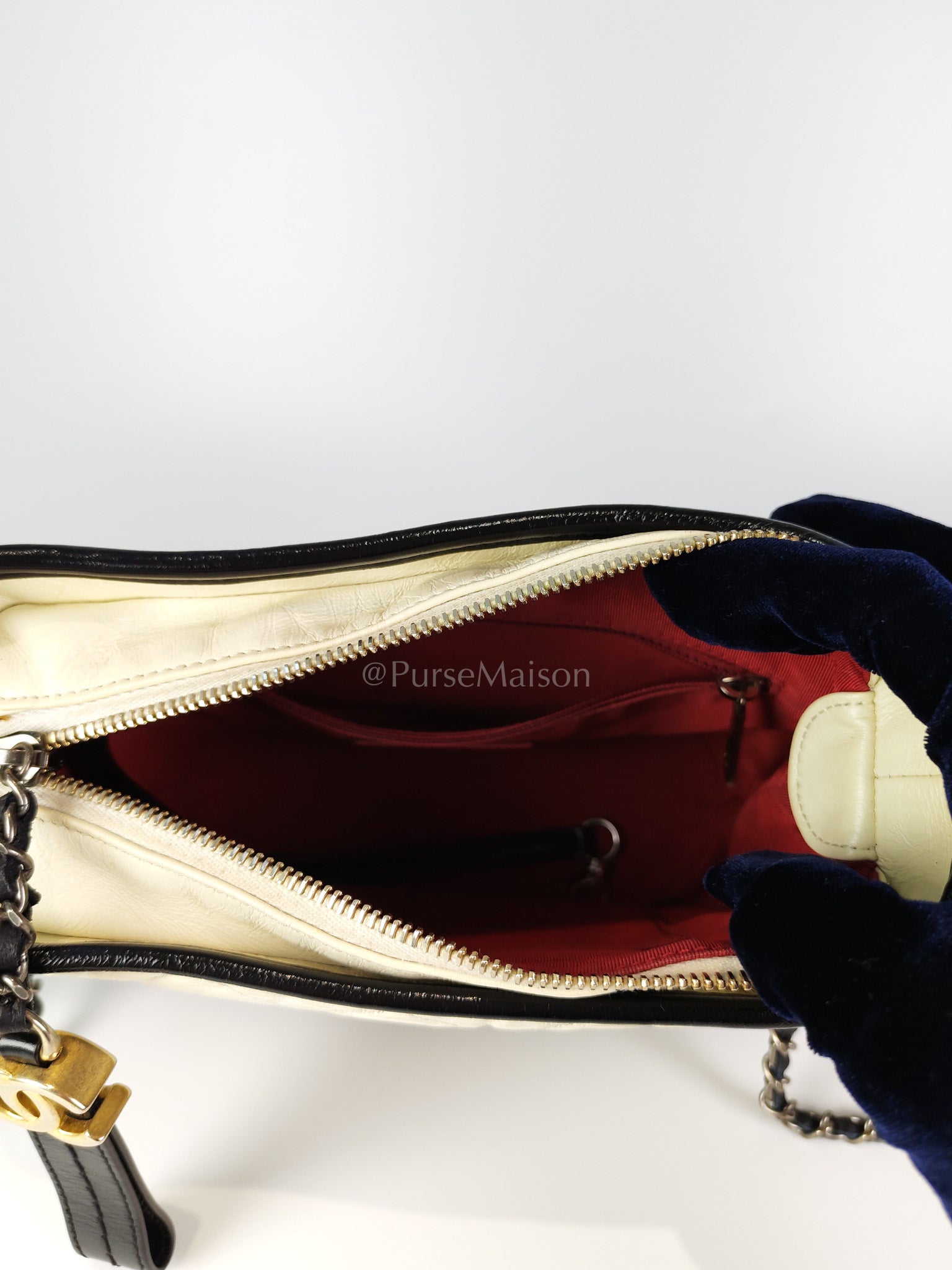 Gabrielle Small in Off White Distressed Calfskin Leather and Mixed Hardware Series 26 | Purse Maison Luxury Bags Shop