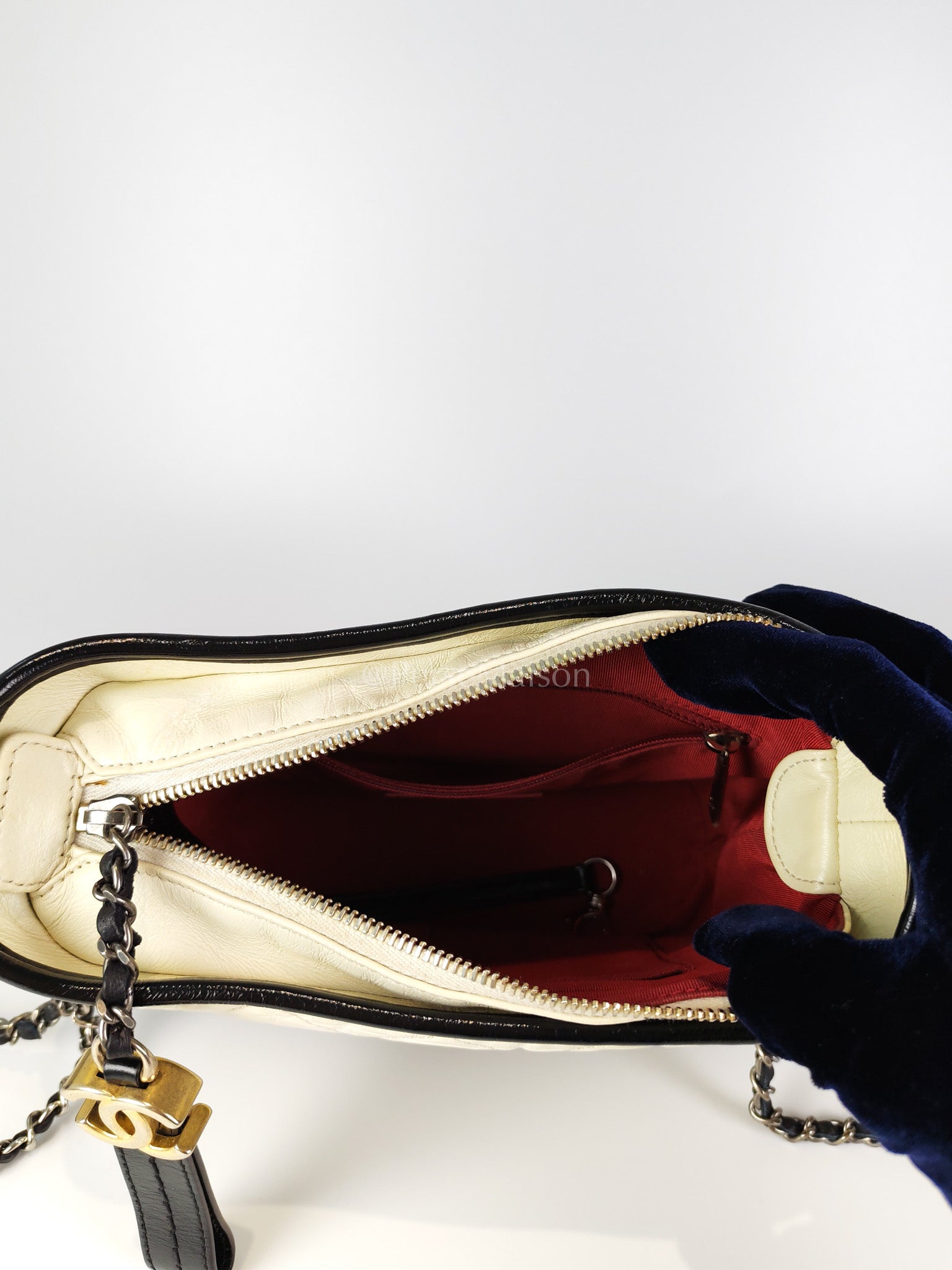 Gabrielle Small in Off White Distressed Calfskin Leather and Mixed Hardware Series 26 | Purse Maison Luxury Bags Shop