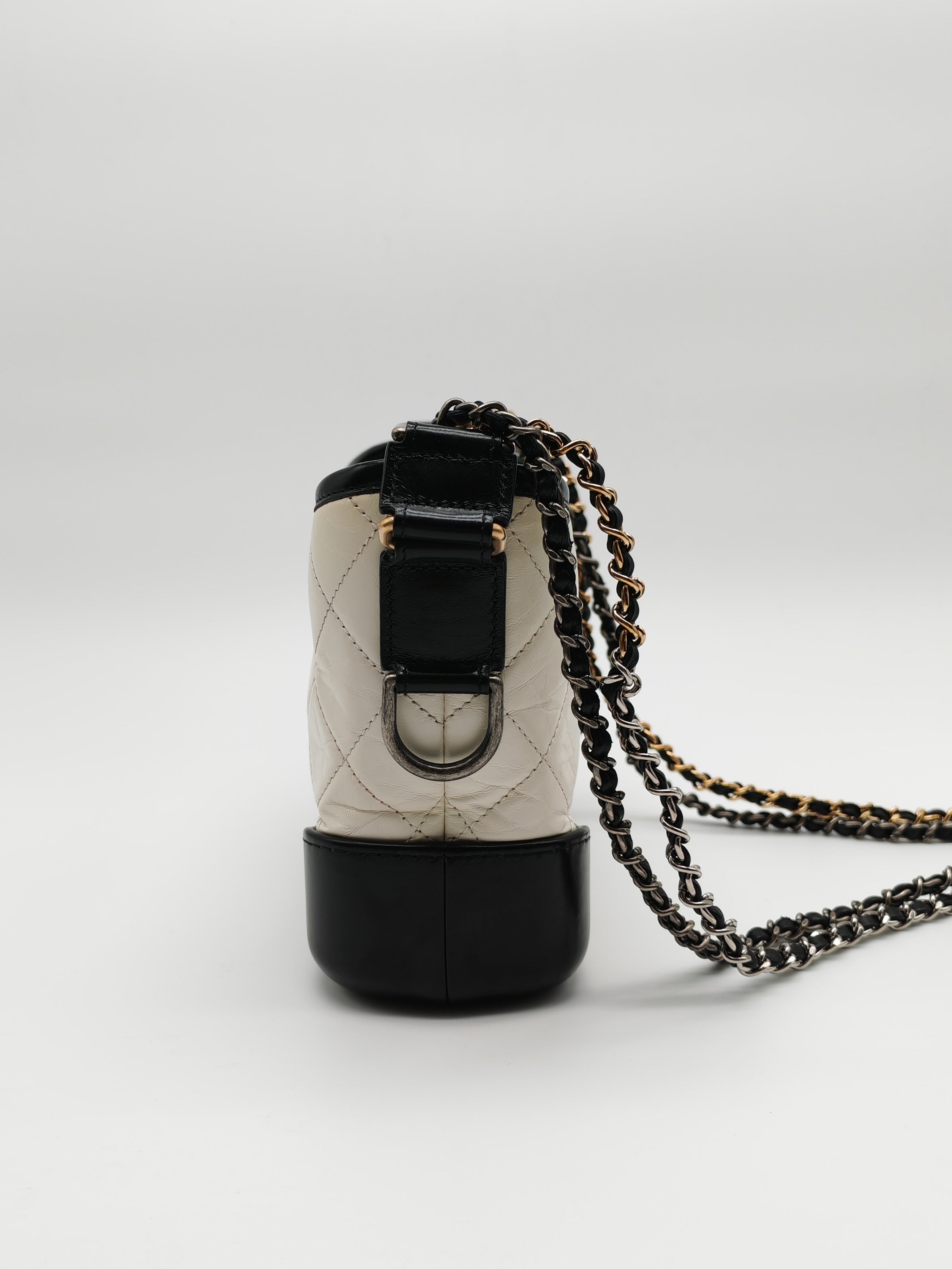 Gabrielle Small in Off White Distressed Calfskin Leather and Mixed Hardware Series 26 | Purse Maison Luxury Bags Shop