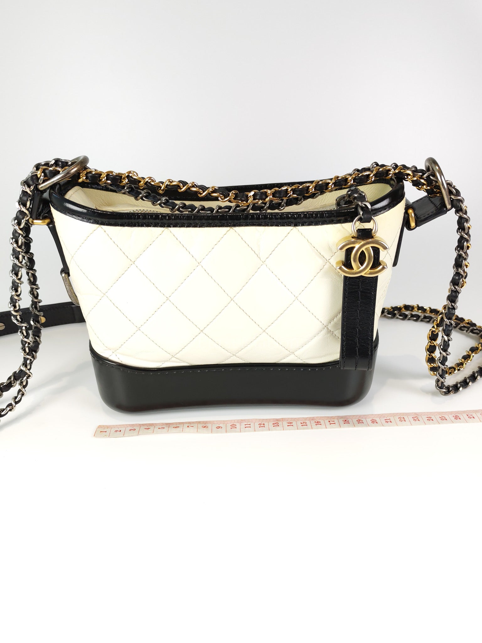 Gabrielle Small in Off White Distressed Calfskin Leather and Mixed Hardware Series 26 | Purse Maison Luxury Bags Shop