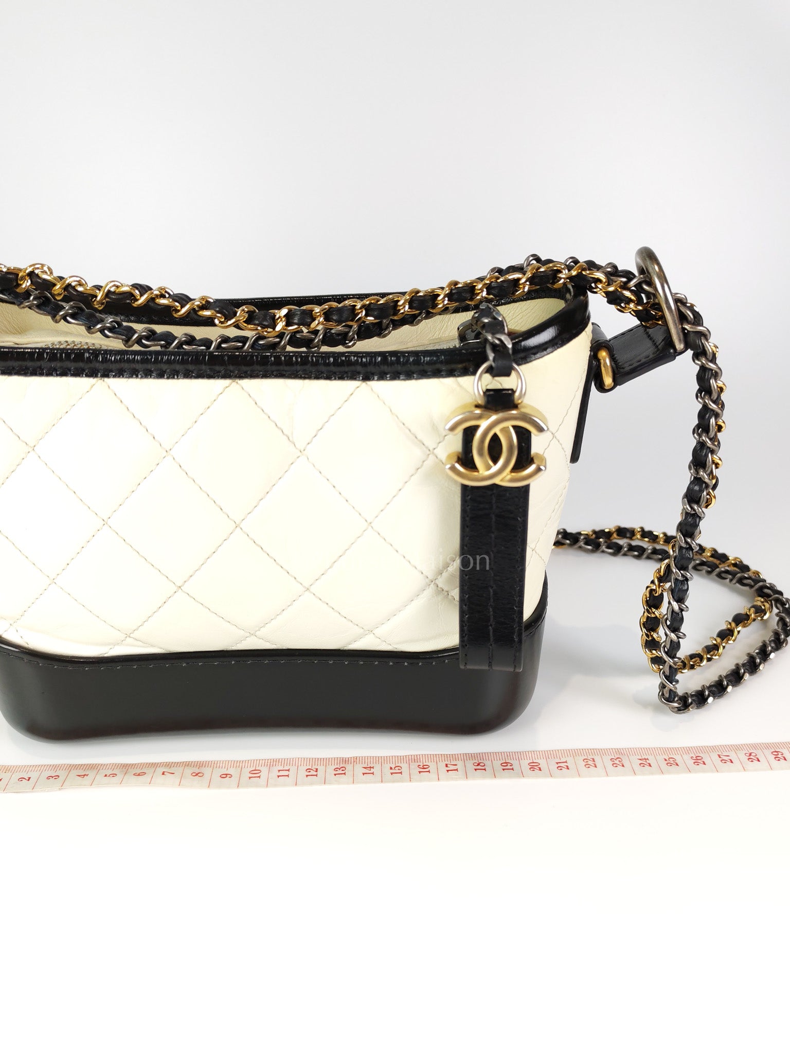 Gabrielle Small in Off White Distressed Calfskin Leather and Mixed Hardware Series 26 | Purse Maison Luxury Bags Shop