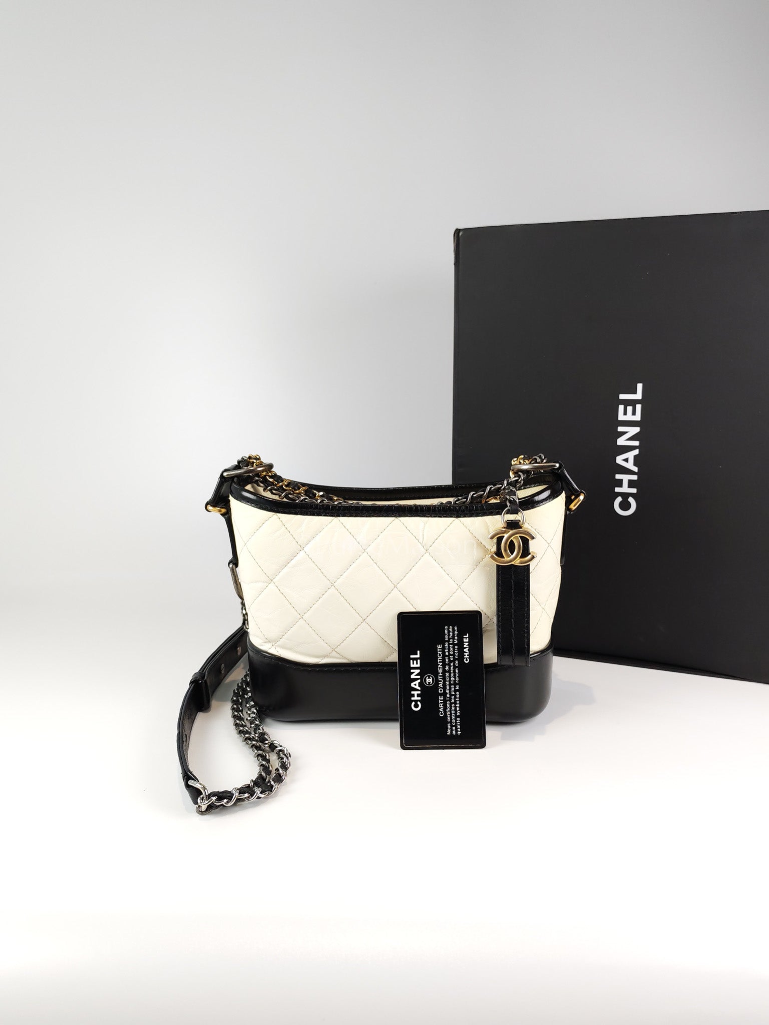 Gabrielle Small in Off White Distressed Calfskin Leather and Mixed Hardware Series 26 | Purse Maison Luxury Bags Shop