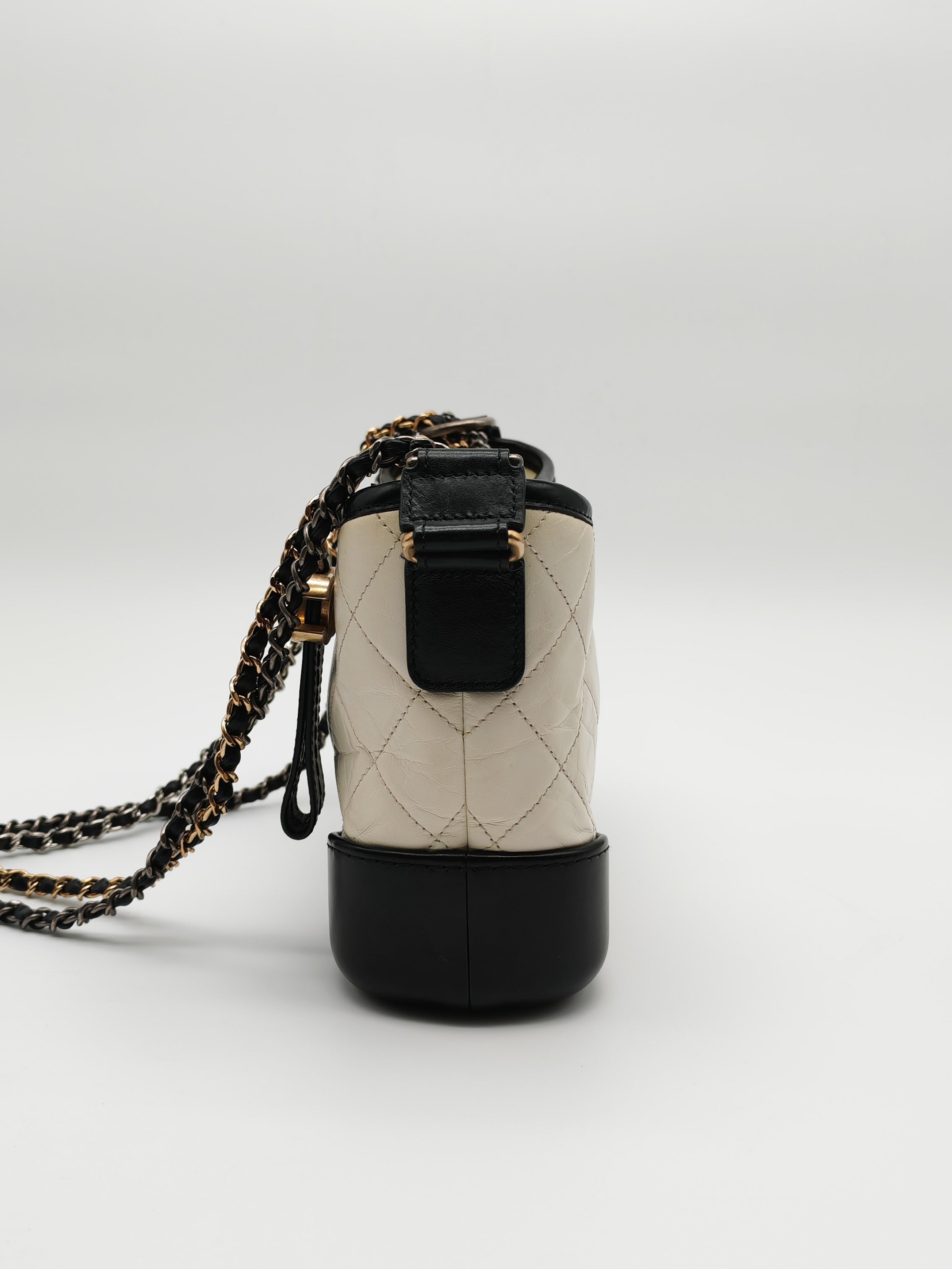 Gabrielle Small in Off White Distressed Calfskin Leather and Mixed Hardware Series 26 | Purse Maison Luxury Bags Shop