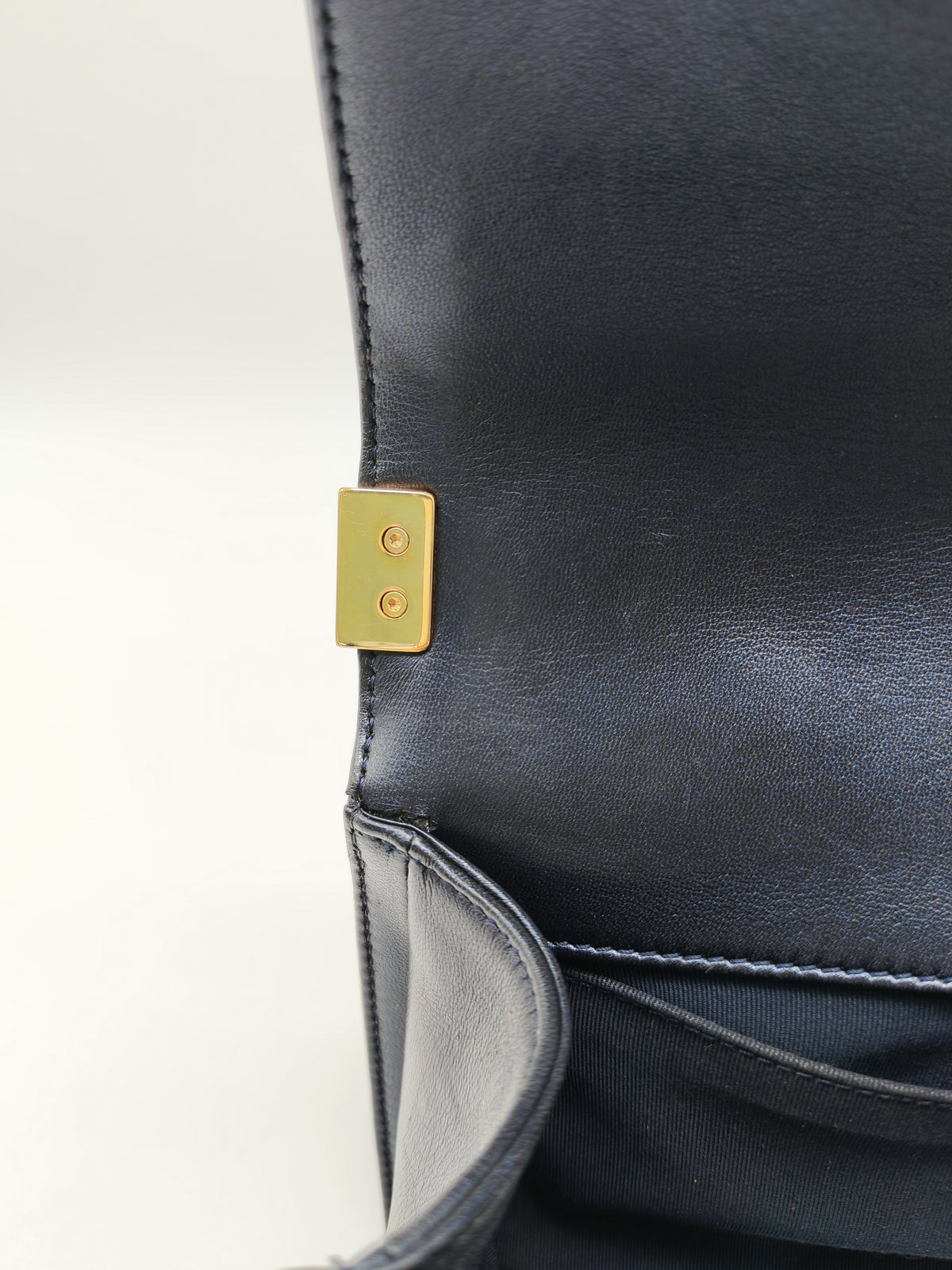 Chanel Boy Medium Limited Edition in Navy Blue Cube Embossed Lambskin Leather and Gold Hardware Series 18