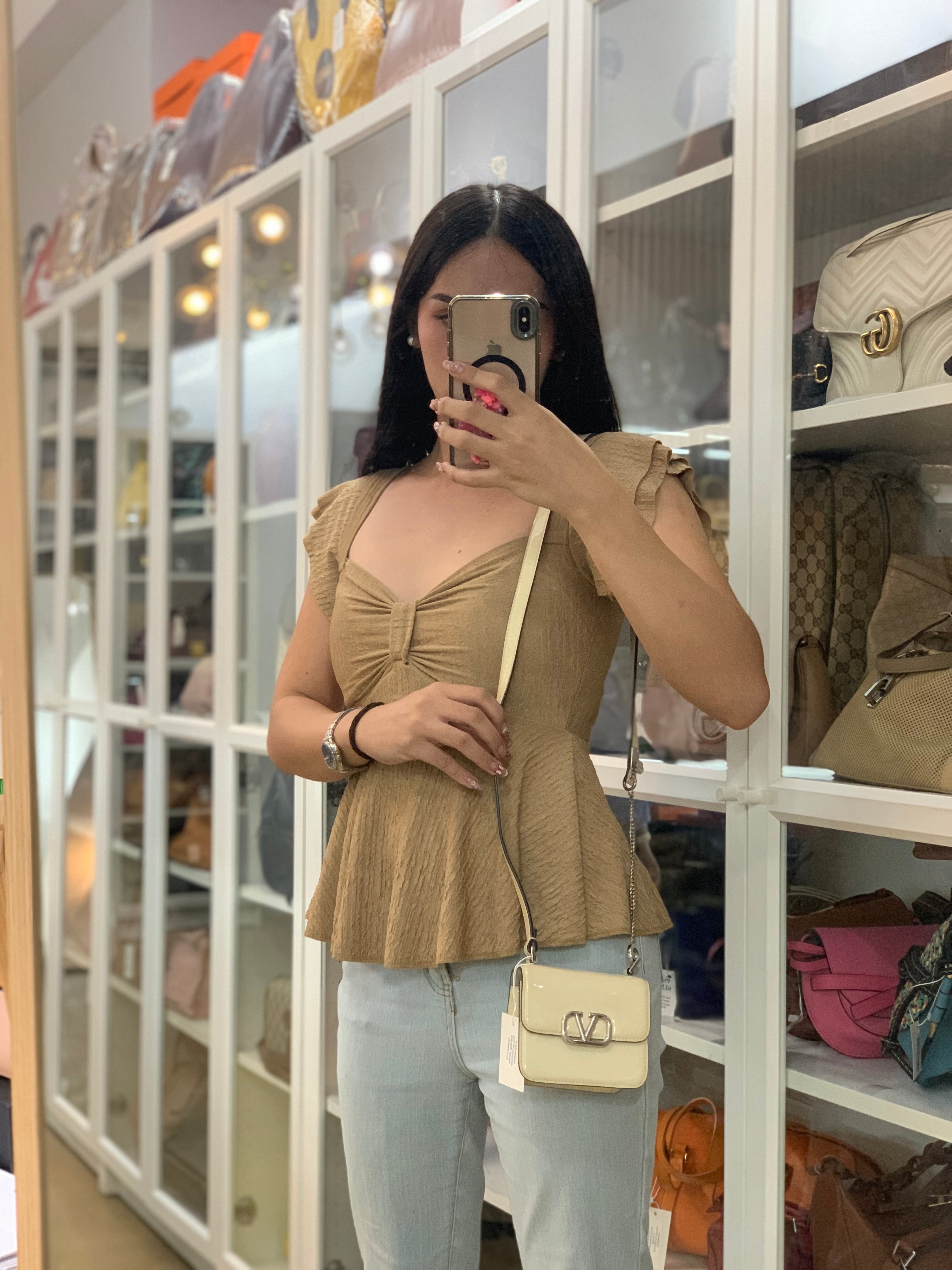 Garavani V-Logo Crossbody Bag Mini in Cream | Purse Maison Luxury Bags Shop