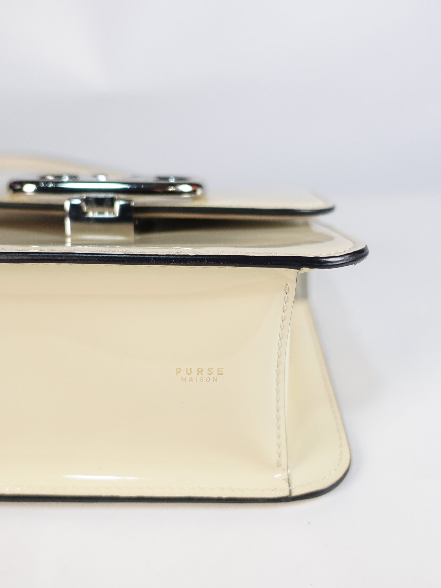 Garavani V-Logo& Almond Beige Patent Small Crossbody Bag | Purse Maison Luxury Bags Shop