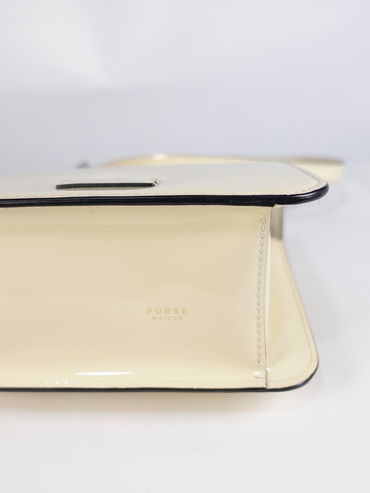 Garavani V-Logo& Almond Beige Patent Small Crossbody Bag | Purse Maison Luxury Bags Shop