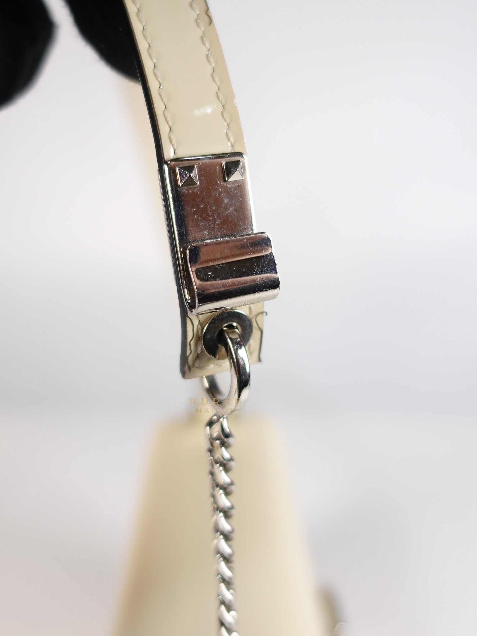 Garavani V-Logo& Almond Beige Patent Small Crossbody Bag | Purse Maison Luxury Bags Shop