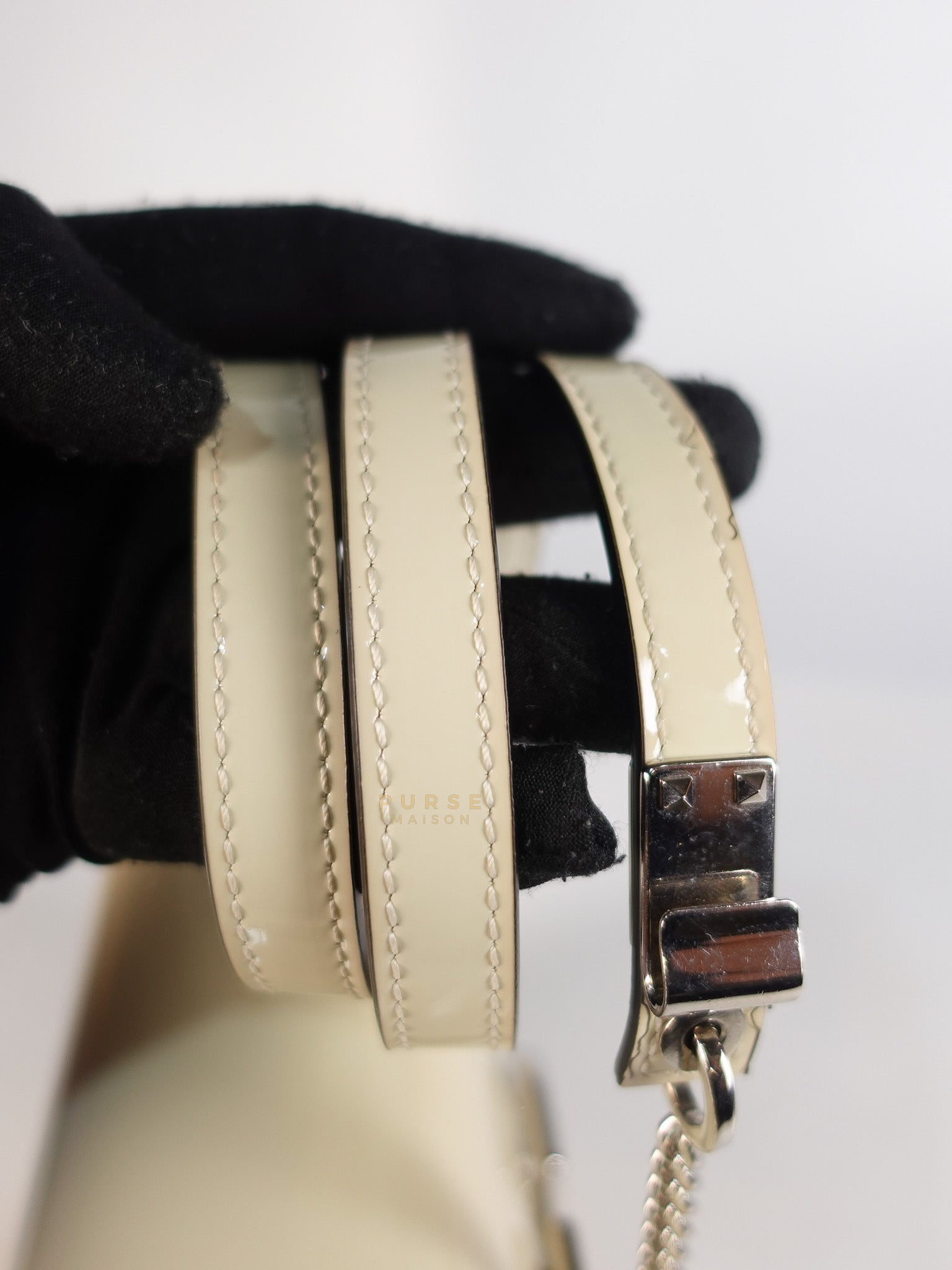 Garavani V-Logo& Almond Beige Patent Small Crossbody Bag | Purse Maison Luxury Bags Shop