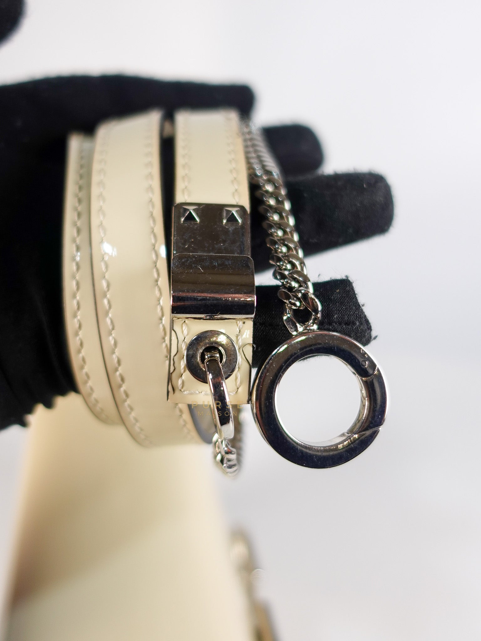 Garavani V-Logo& Almond Beige Patent Small Crossbody Bag | Purse Maison Luxury Bags Shop