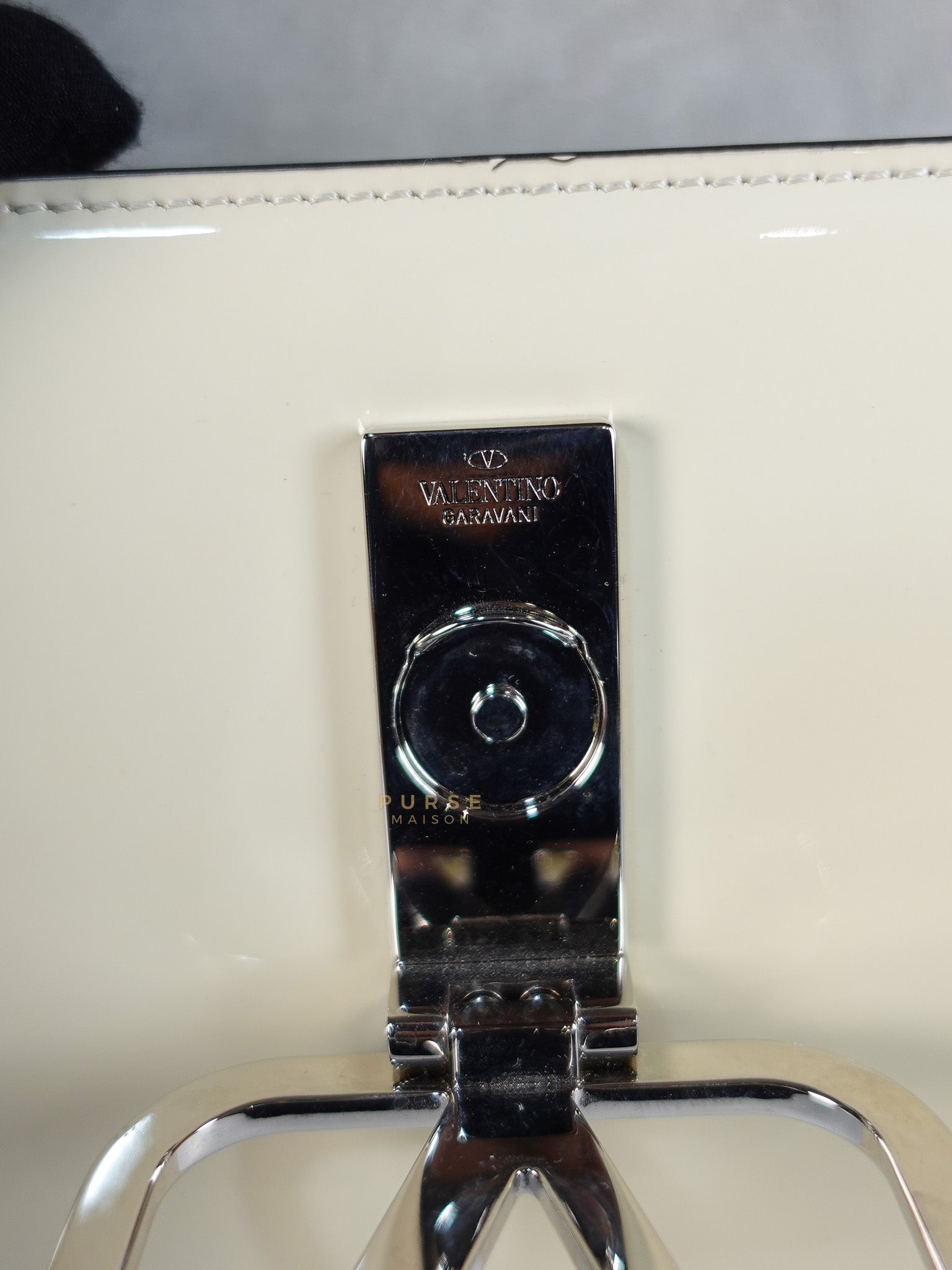 Garavani V-Logo& Almond Beige Patent Small Crossbody Bag | Purse Maison Luxury Bags Shop