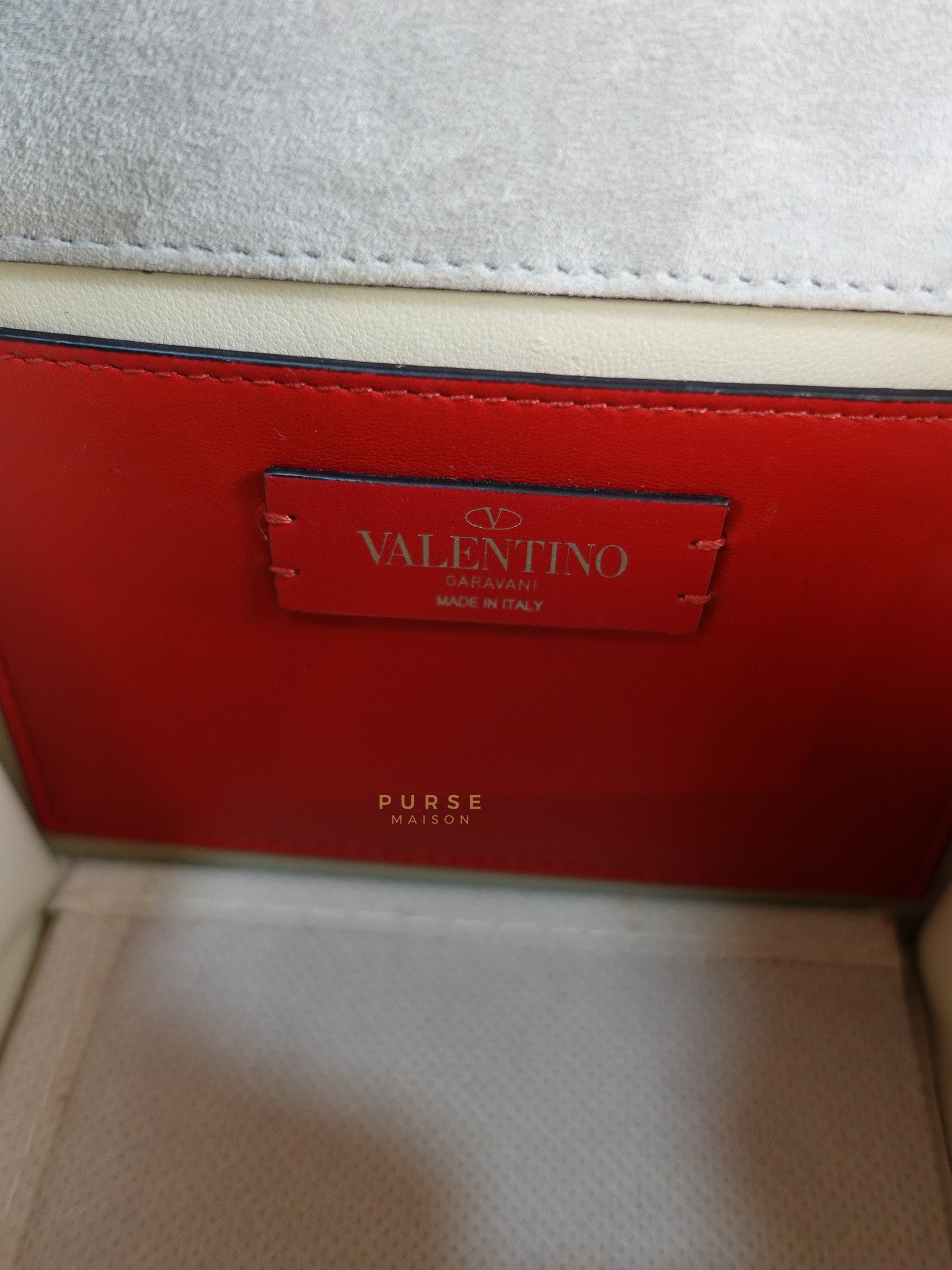 Garavani V-Logo& Almond Beige Patent Small Crossbody Bag | Purse Maison Luxury Bags Shop