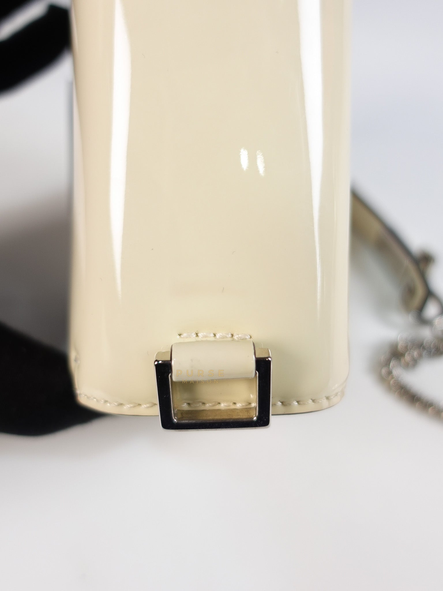 Garavani V-Logo& Almond Beige Patent Small Crossbody Bag | Purse Maison Luxury Bags Shop