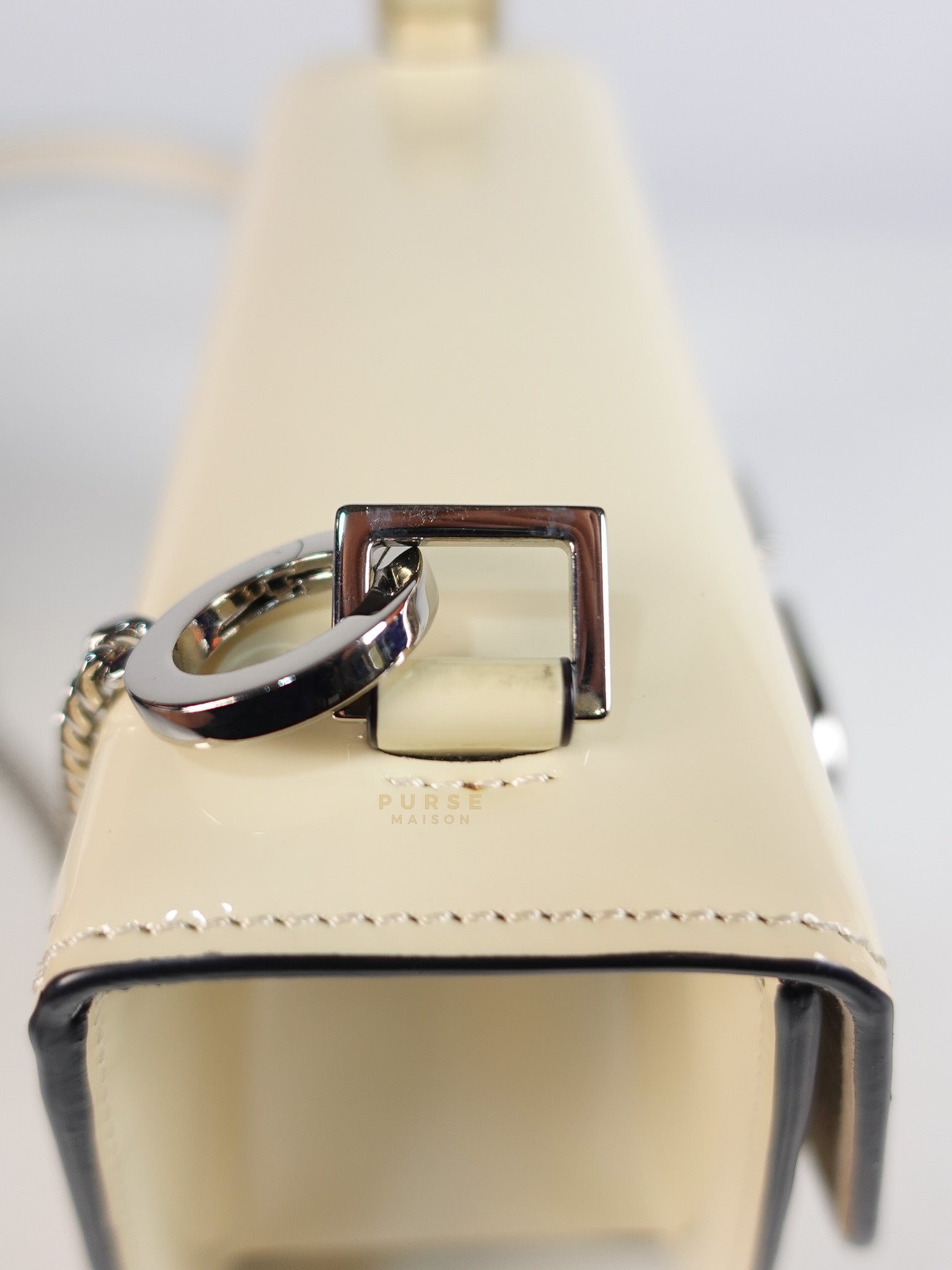 Garavani V-Logo& Almond Beige Patent Small Crossbody Bag | Purse Maison Luxury Bags Shop