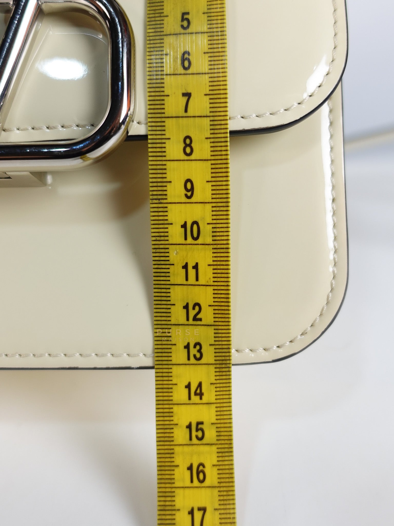 Garavani V-Logo& Almond Beige Patent Small Crossbody Bag | Purse Maison Luxury Bags Shop