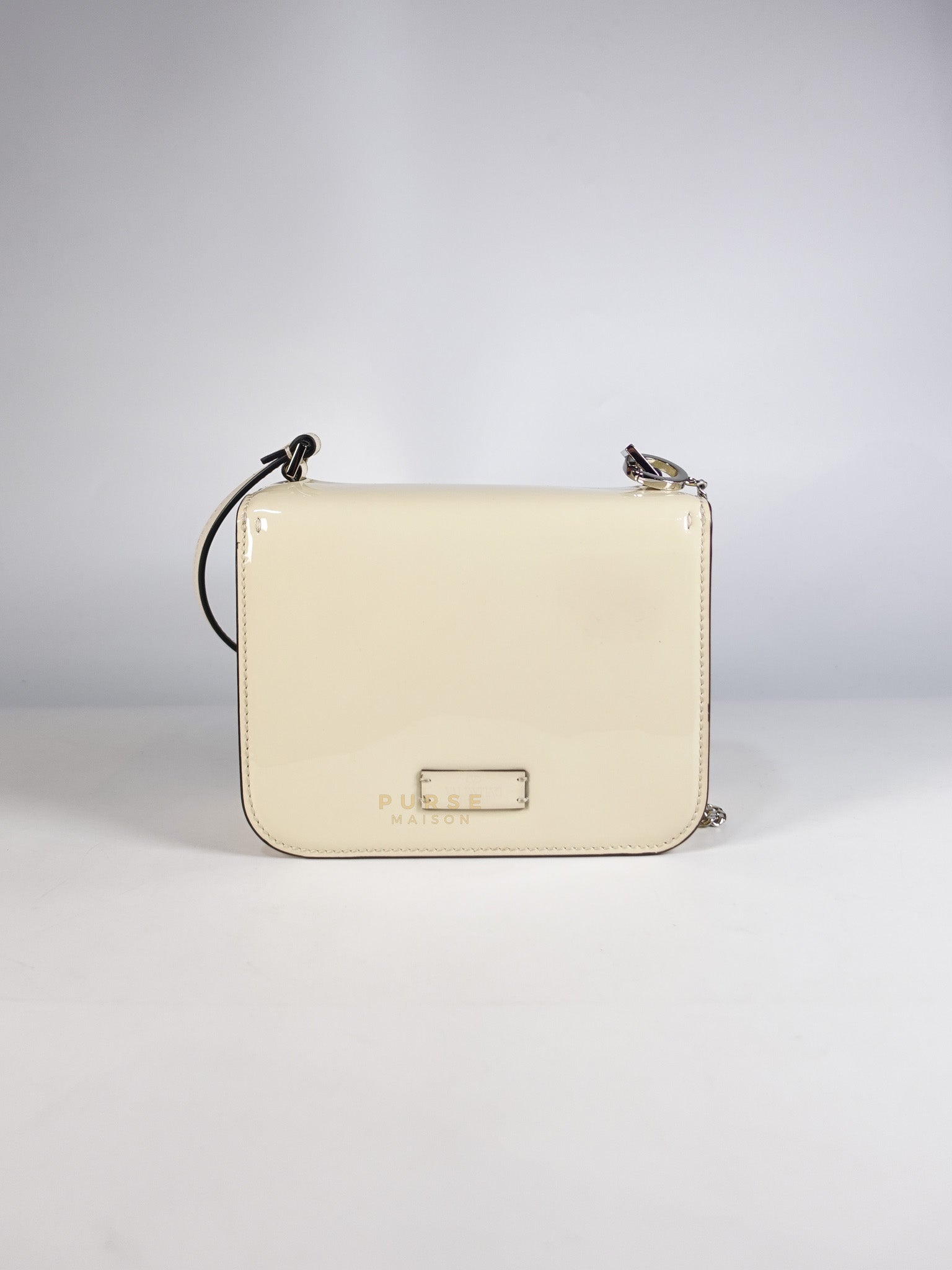 Garavani V-Logo& Almond Beige Patent Small Crossbody Bag | Purse Maison Luxury Bags Shop