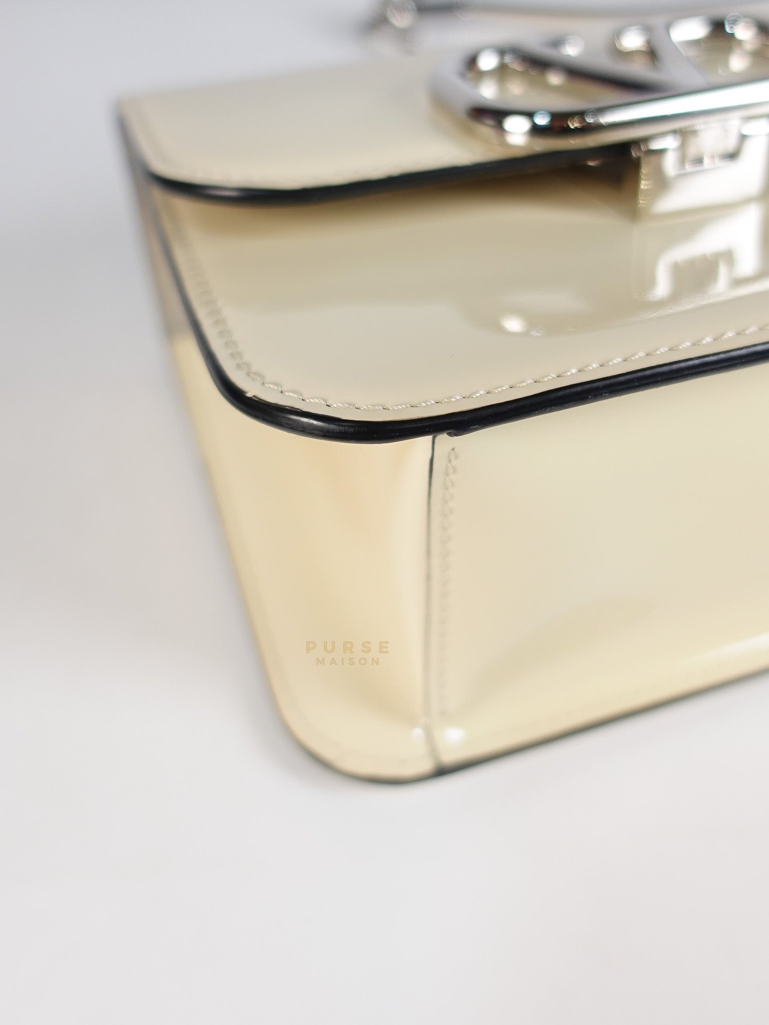 Garavani V-Logo& Almond Beige Patent Small Crossbody Bag | Purse Maison Luxury Bags Shop