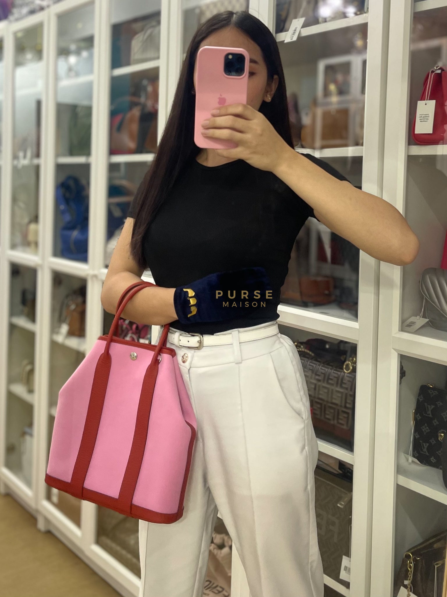 Garden File 28 Pink and Rouge Duchess Canvas and Palladium Hardware Stamp Y (2020) | Purse Maison Luxury Bags Shop