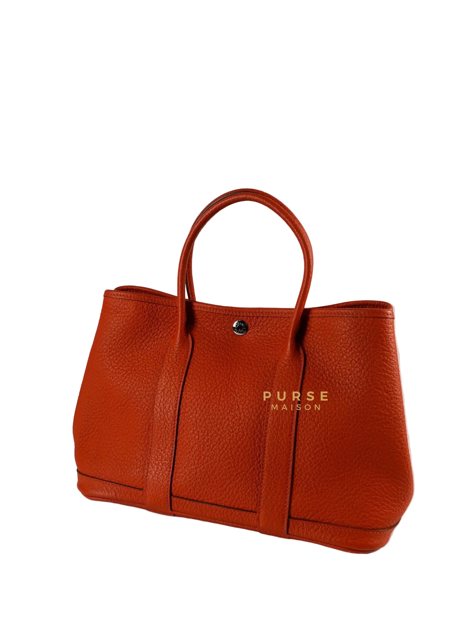 Garden Party 30 in Poppy Orange Negonda Leather PHW Stamp Square Q (2013) | Purse Maison Luxury Bags Shop