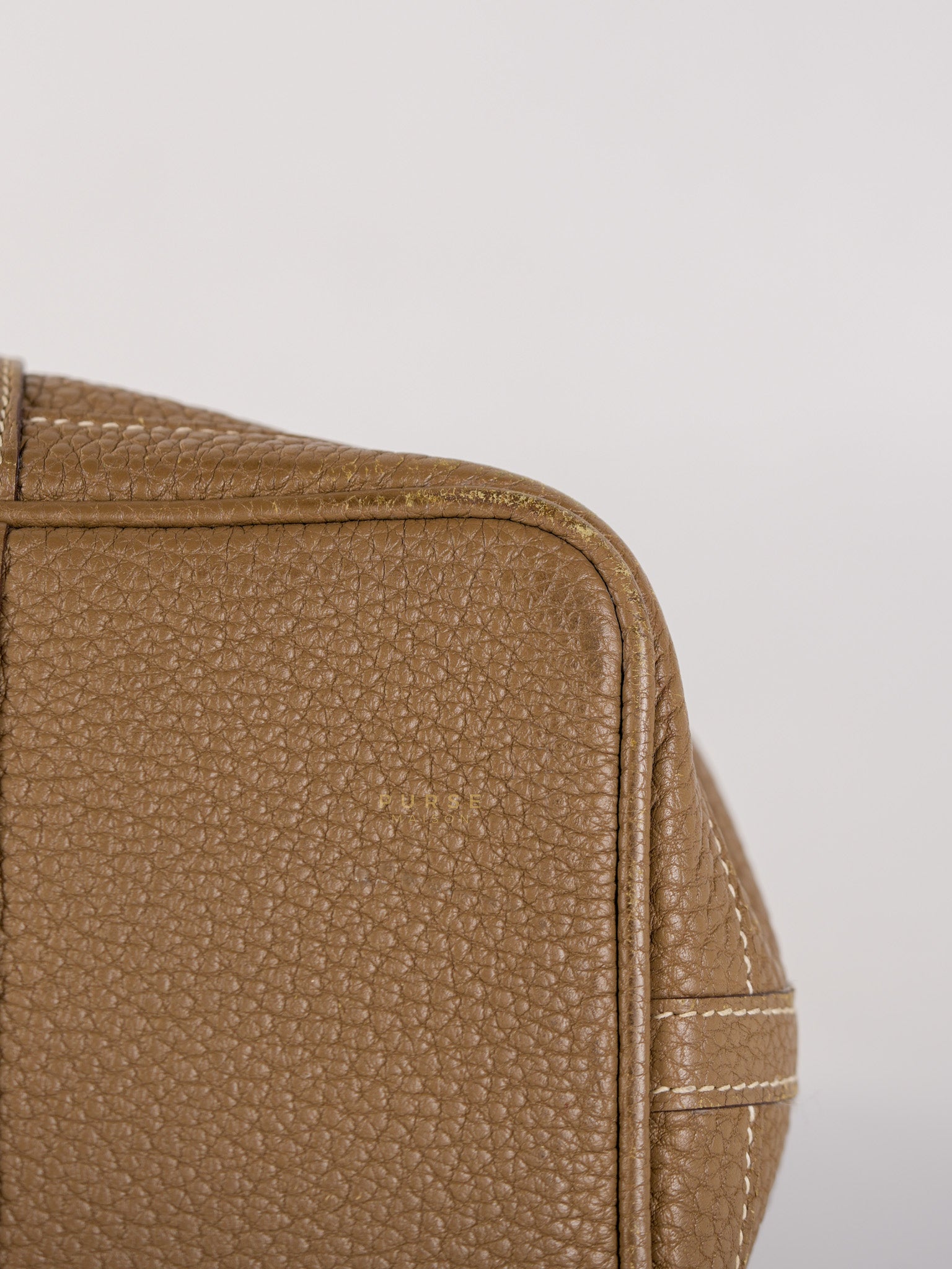 Garden Party Tote 30 (GPT) Etoupe Negonda Leather in Palladium Hardware Stamp Square R (2014) | Purse Maison Luxury Bags Shop