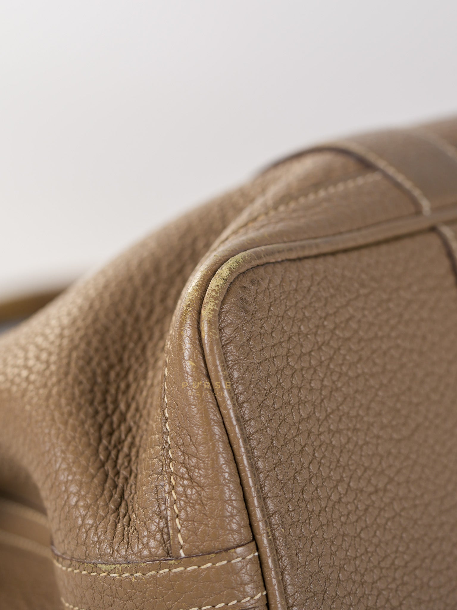 Garden Party Tote 30 (GPT) Etoupe Negonda Leather in Palladium Hardware Stamp Square R (2014) | Purse Maison Luxury Bags Shop