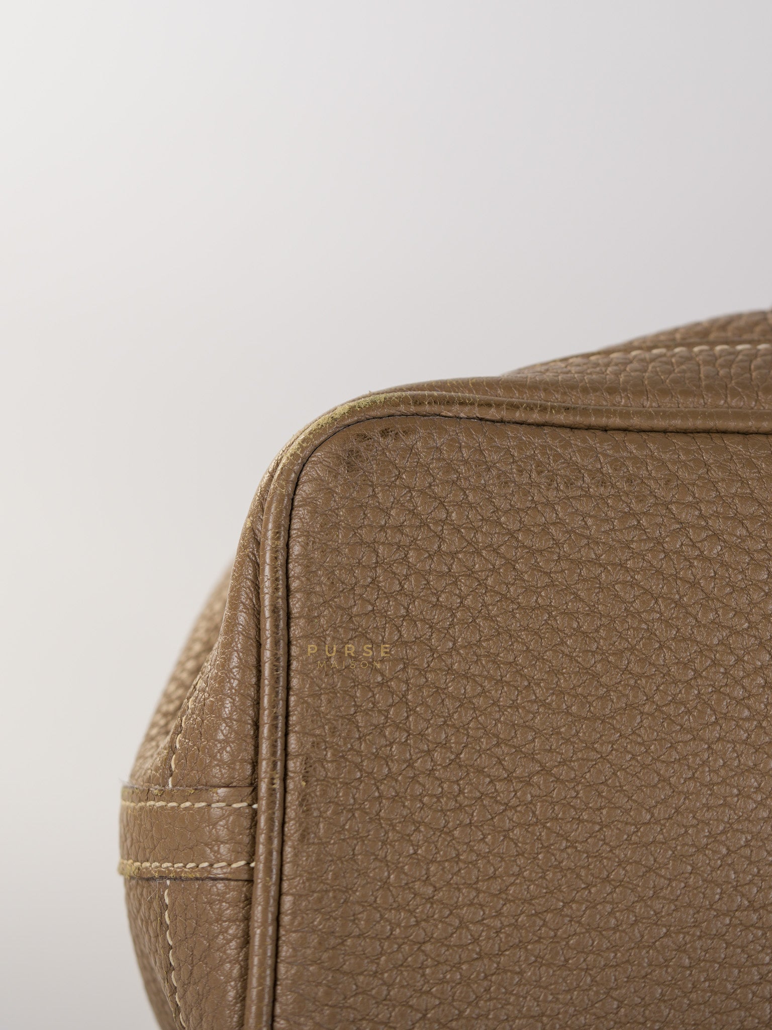 Garden Party Tote 30 (GPT) Etoupe Negonda Leather in Palladium Hardware Stamp Square R (2014) | Purse Maison Luxury Bags Shop