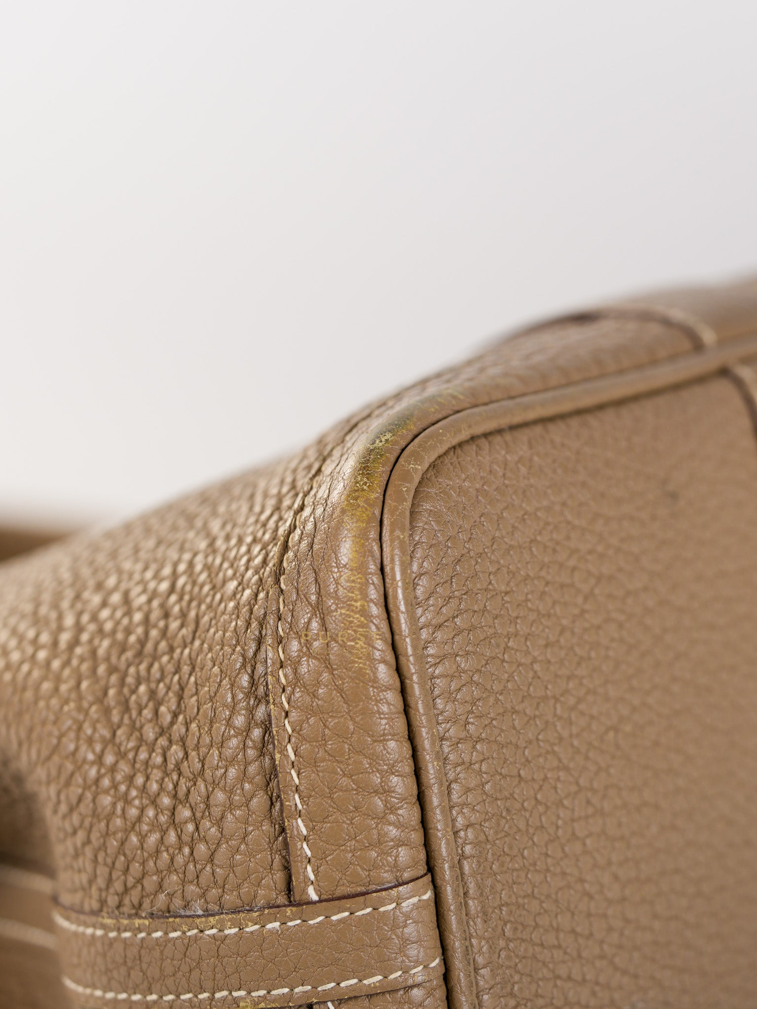 Garden Party Tote 30 (GPT) Etoupe Negonda Leather in Palladium Hardware Stamp Square R (2014) | Purse Maison Luxury Bags Shop