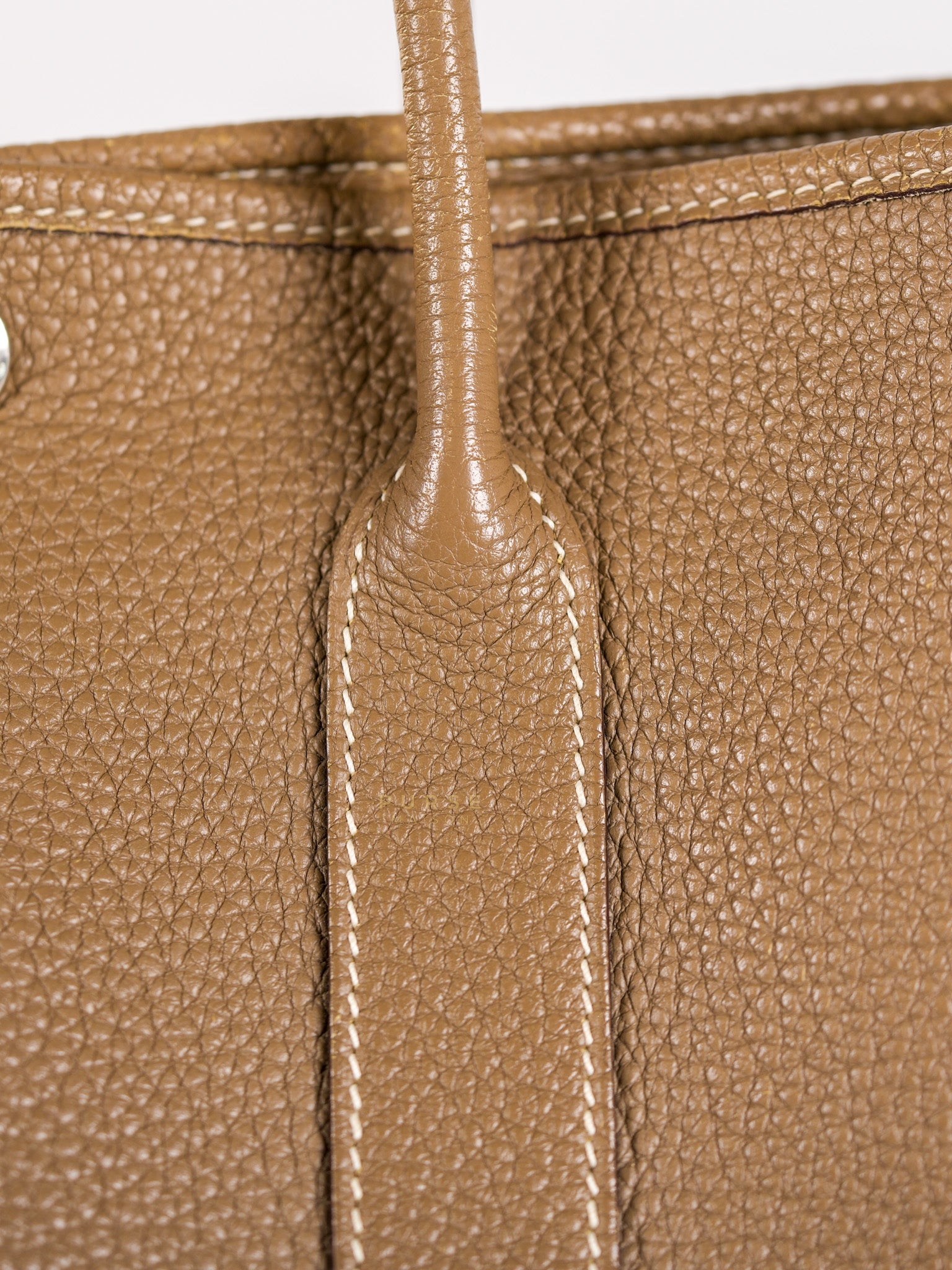 Garden Party Tote 30 (GPT) Etoupe Negonda Leather in Palladium Hardware Stamp Square R (2014) | Purse Maison Luxury Bags Shop