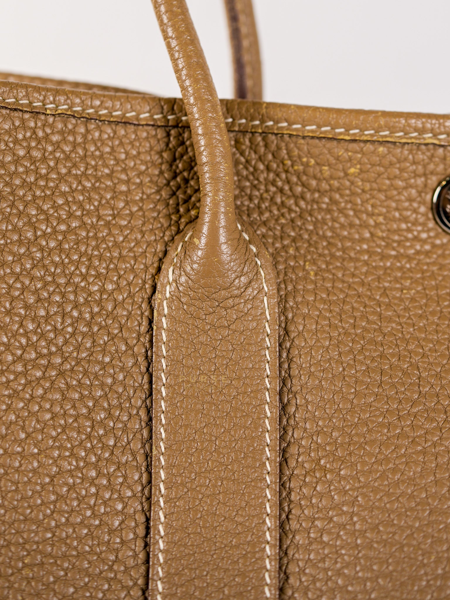 Garden Party Tote 30 (GPT) Etoupe Negonda Leather in Palladium Hardware Stamp Square R (2014) | Purse Maison Luxury Bags Shop