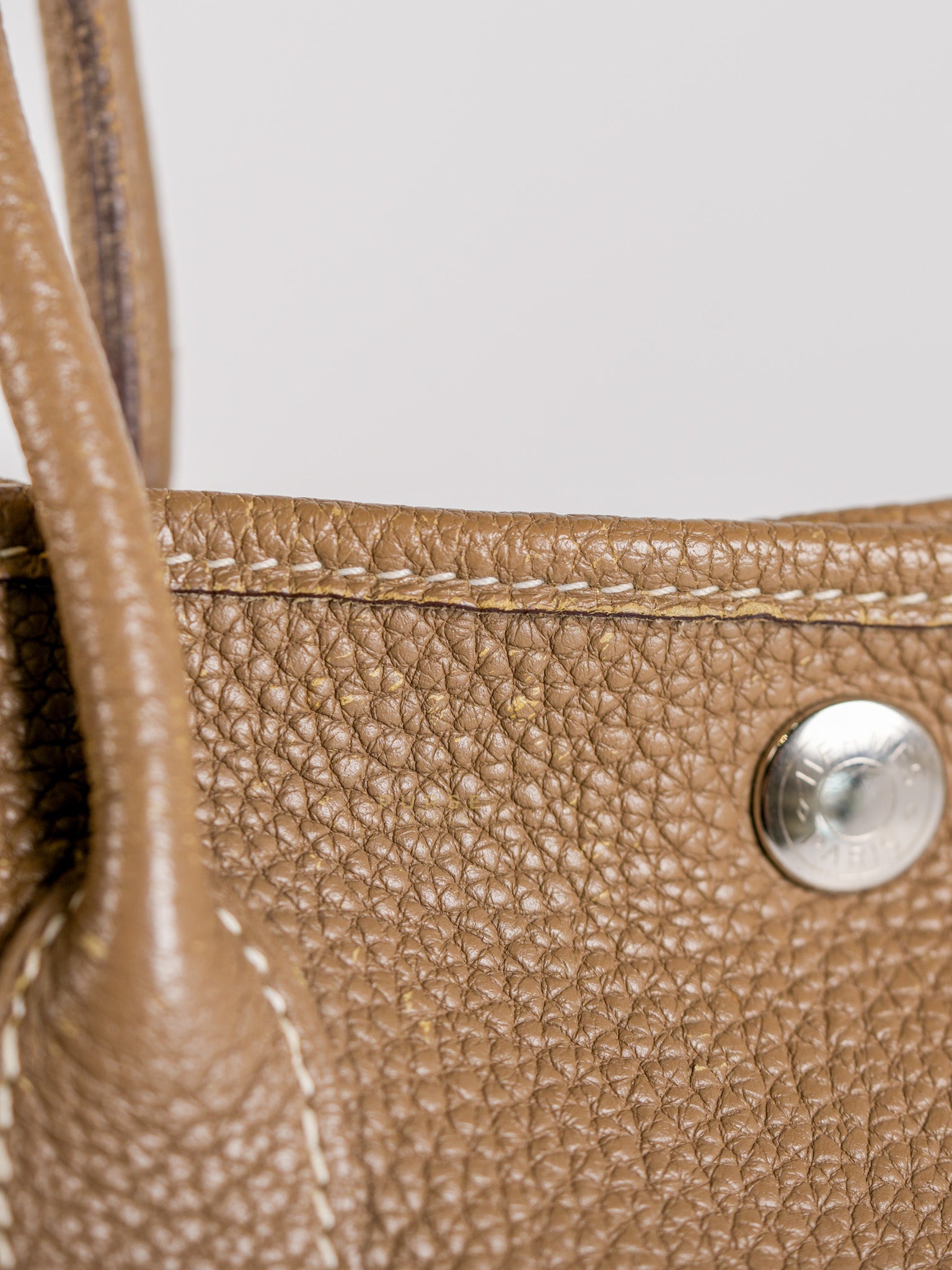 Garden Party Tote 30 (GPT) Etoupe Negonda Leather in Palladium Hardware Stamp Square R (2014) | Purse Maison Luxury Bags Shop