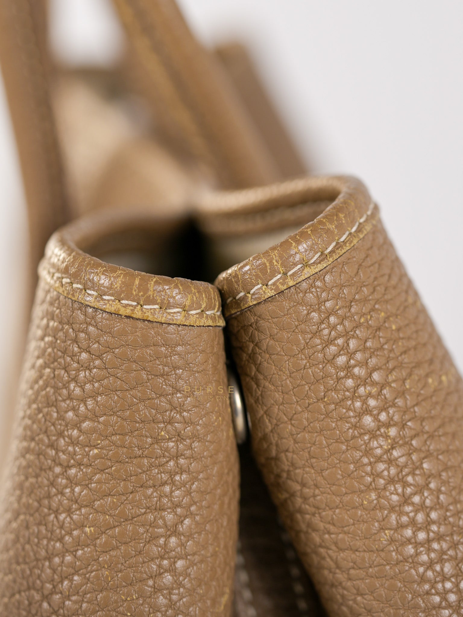 Garden Party Tote 30 (GPT) Etoupe Negonda Leather in Palladium Hardware Stamp Square R (2014) | Purse Maison Luxury Bags Shop