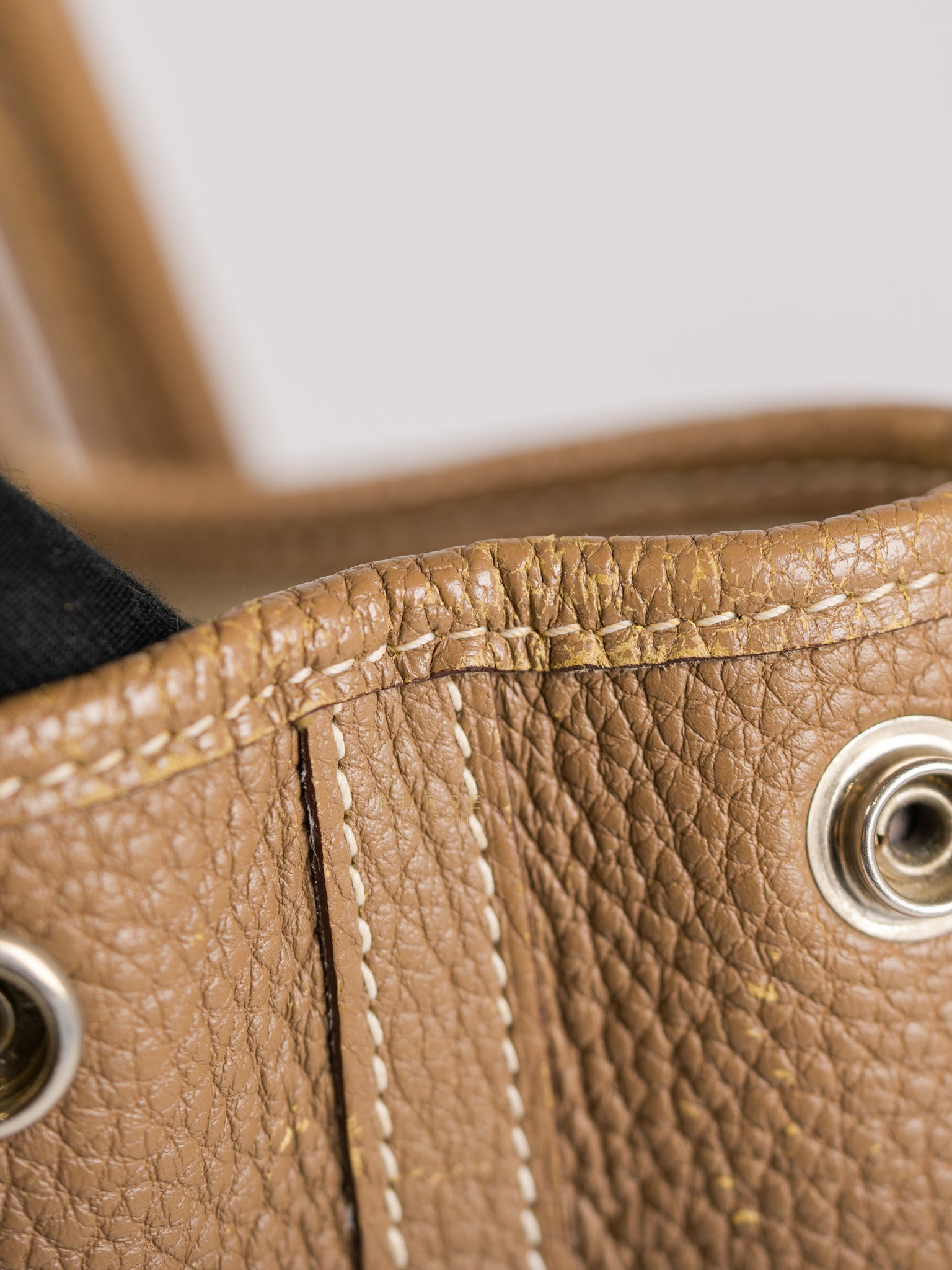 Garden Party Tote 30 (GPT) Etoupe Negonda Leather in Palladium Hardware Stamp Square R (2014) | Purse Maison Luxury Bags Shop