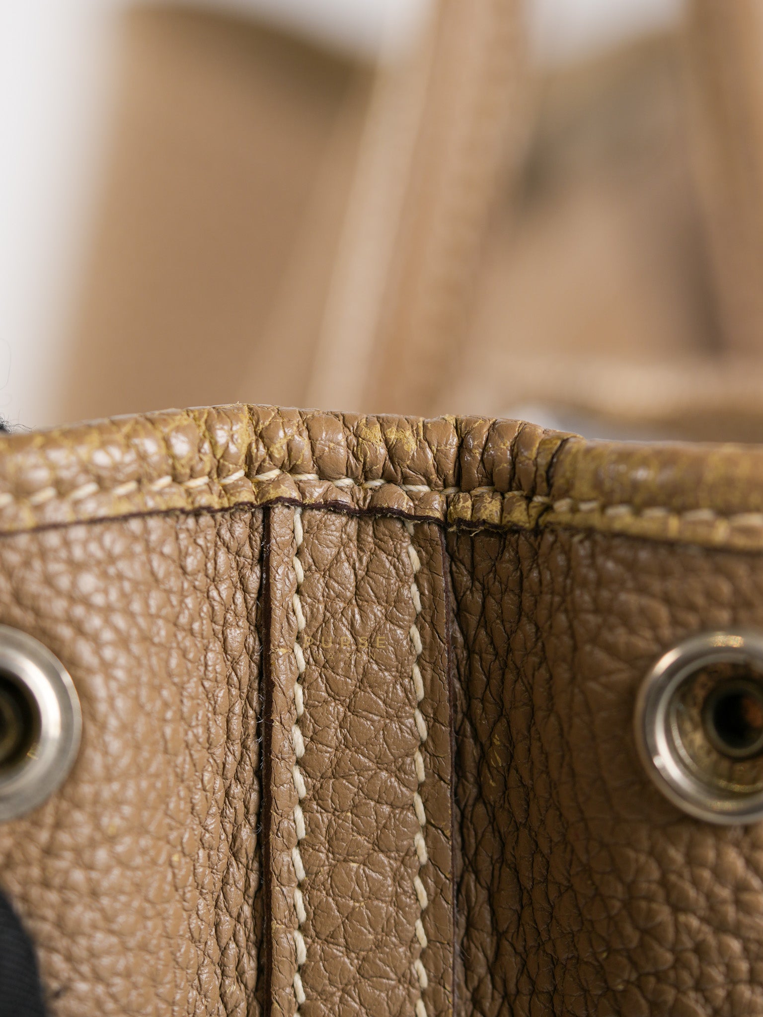 Garden Party Tote 30 (GPT) Etoupe Negonda Leather in Palladium Hardware Stamp Square R (2014) | Purse Maison Luxury Bags Shop