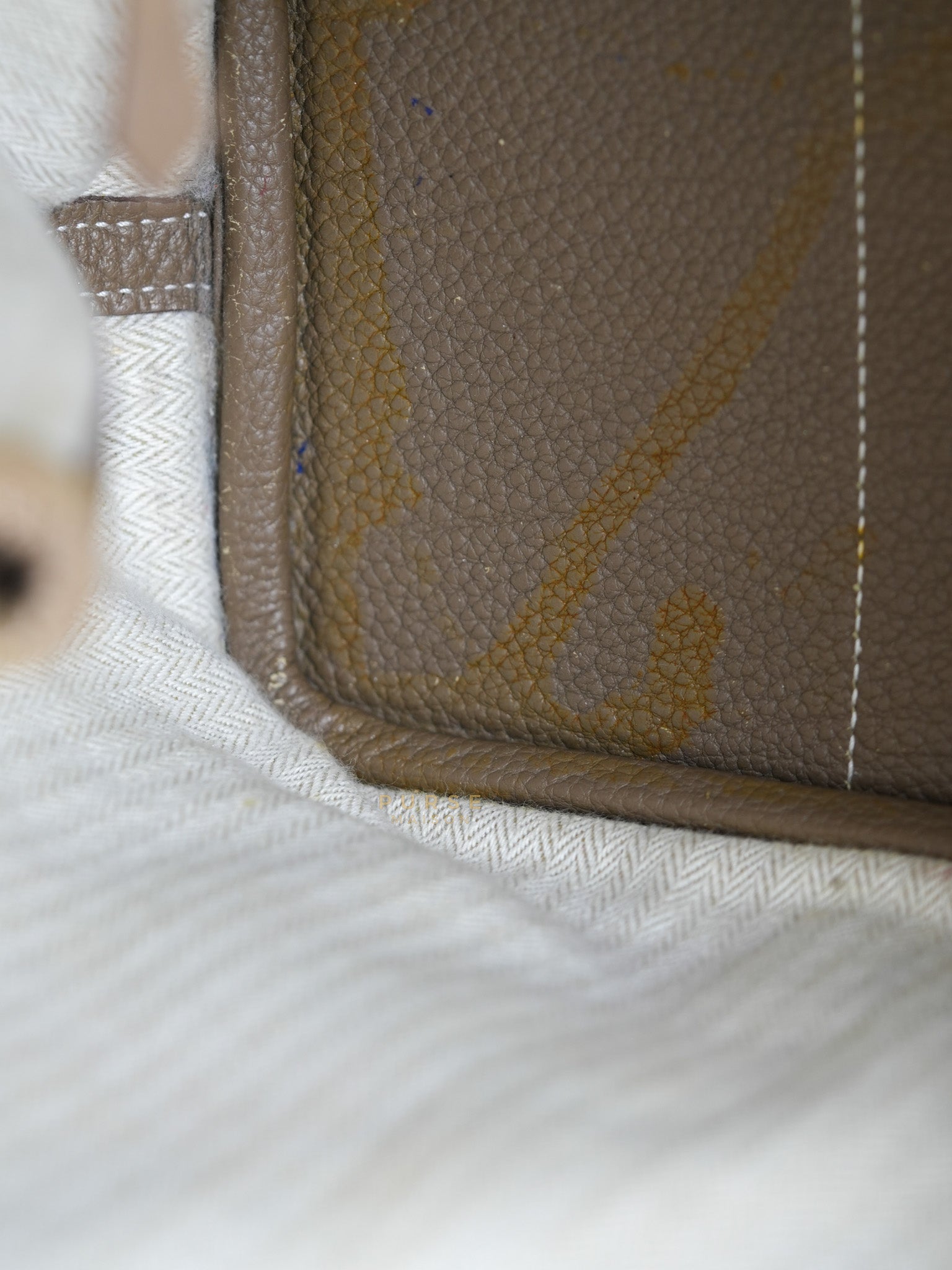 Garden Party Tote 30 (GPT) Etoupe Negonda Leather in Palladium Hardware Stamp Square R (2014) | Purse Maison Luxury Bags Shop