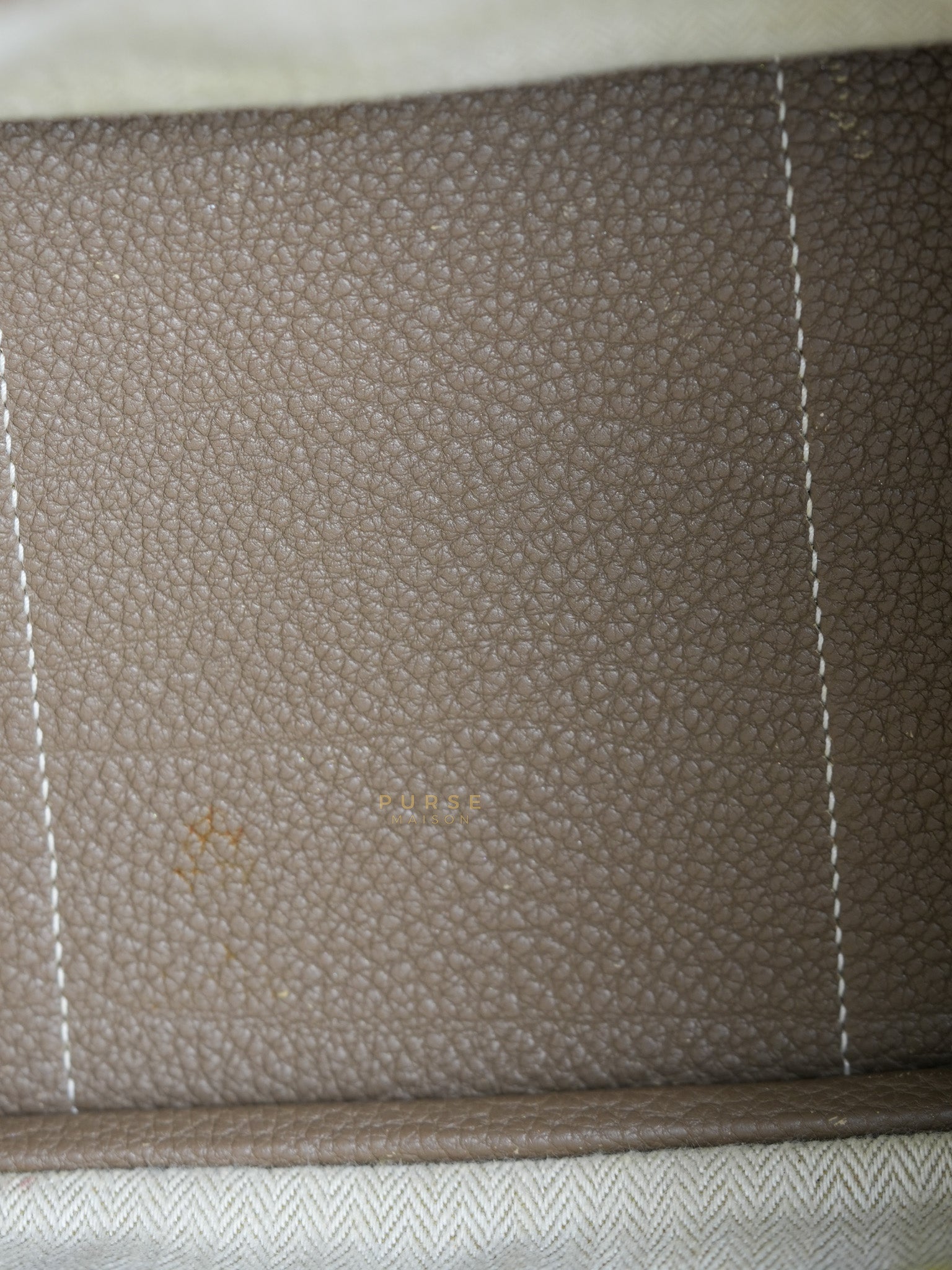 Garden Party Tote 30 (GPT) Etoupe Negonda Leather in Palladium Hardware Stamp Square R (2014) | Purse Maison Luxury Bags Shop