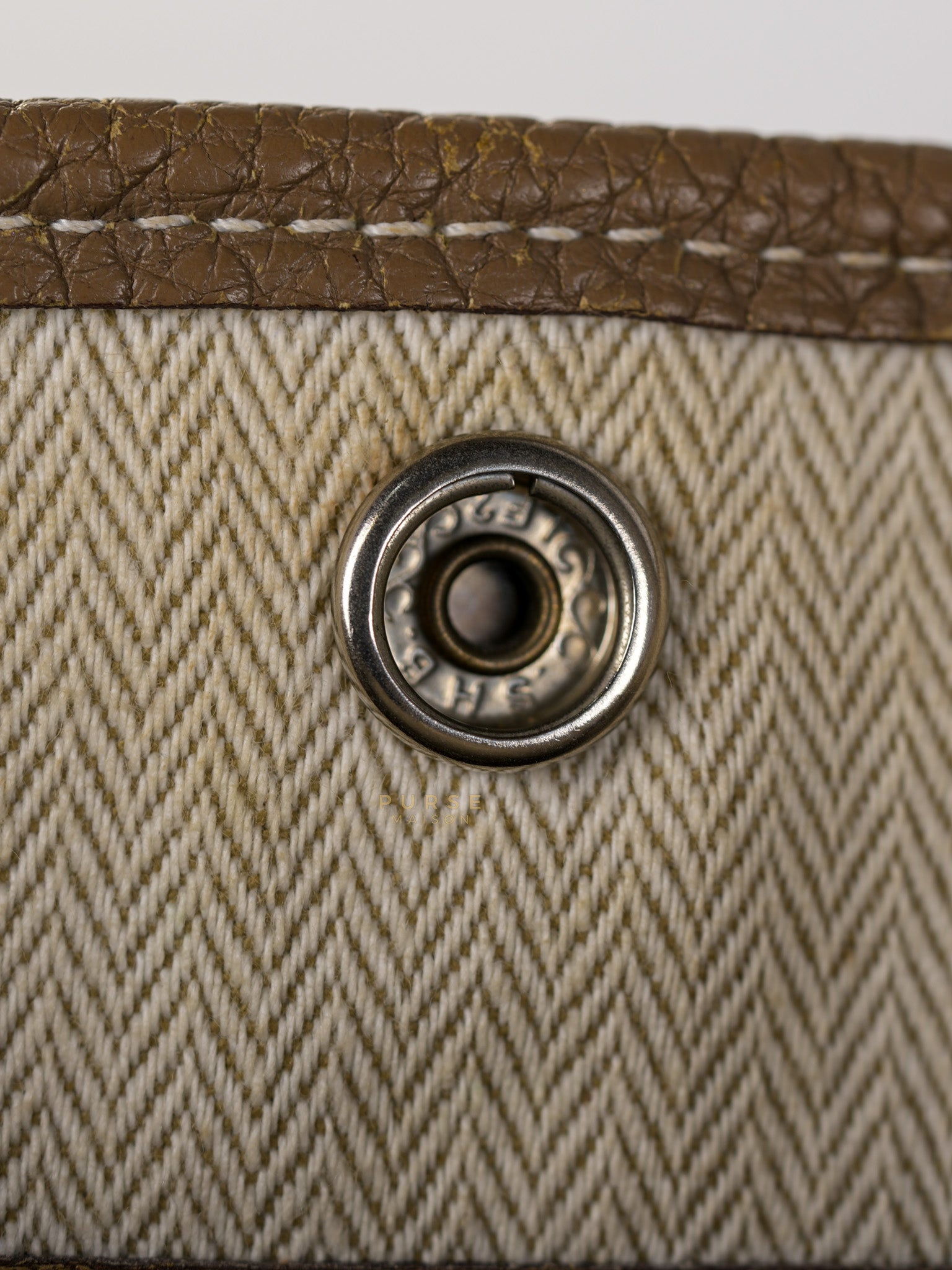 Garden Party Tote 30 (GPT) Etoupe Negonda Leather in Palladium Hardware Stamp Square R (2014) | Purse Maison Luxury Bags Shop