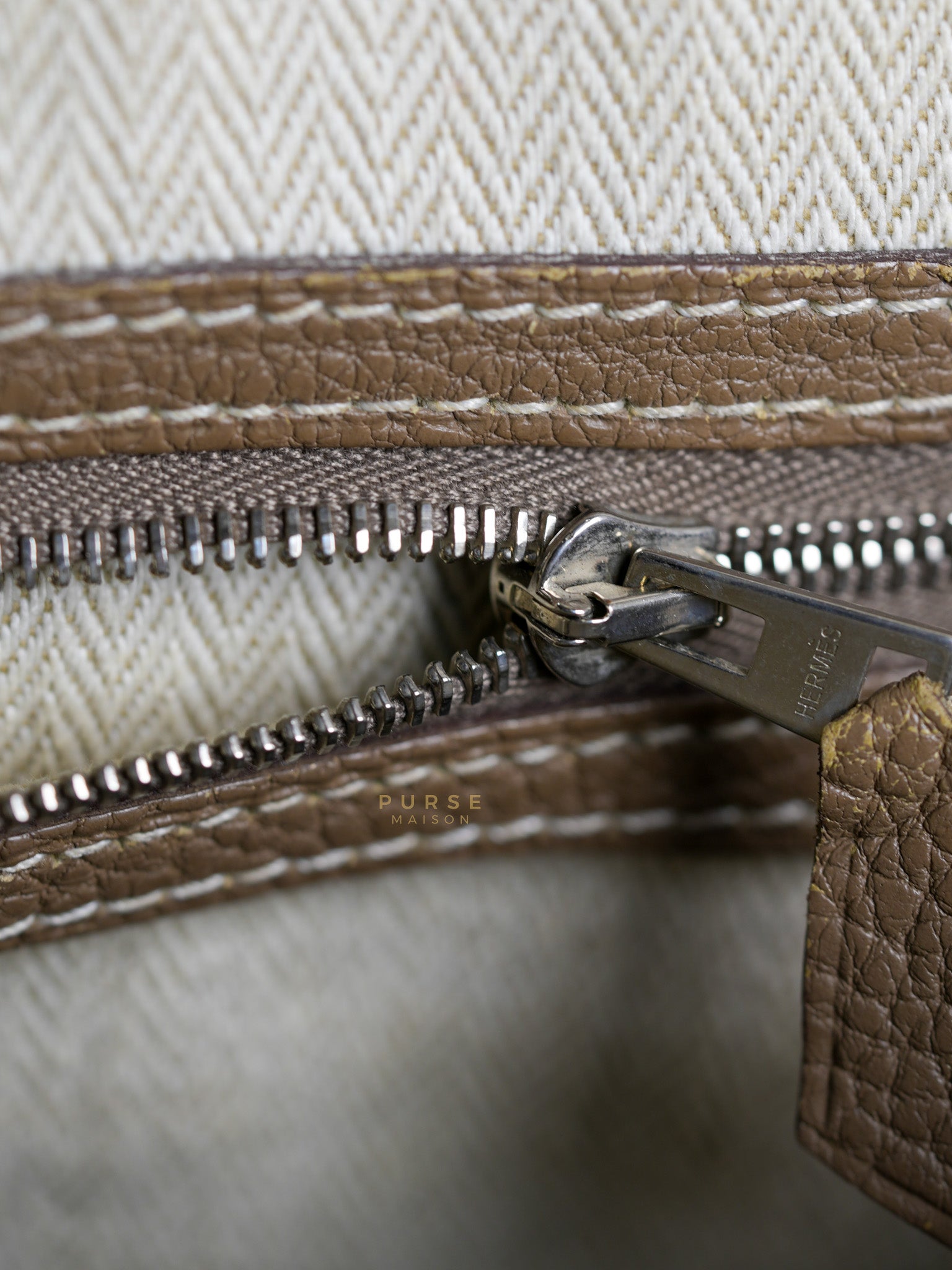 Garden Party Tote 30 (GPT) Etoupe Negonda Leather in Palladium Hardware Stamp Square R (2014) | Purse Maison Luxury Bags Shop