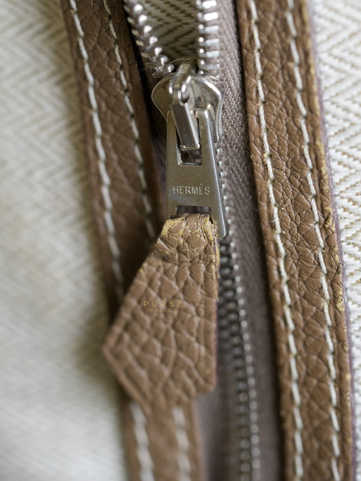 Garden Party Tote 30 (GPT) Etoupe Negonda Leather in Palladium Hardware Stamp Square R (2014) | Purse Maison Luxury Bags Shop