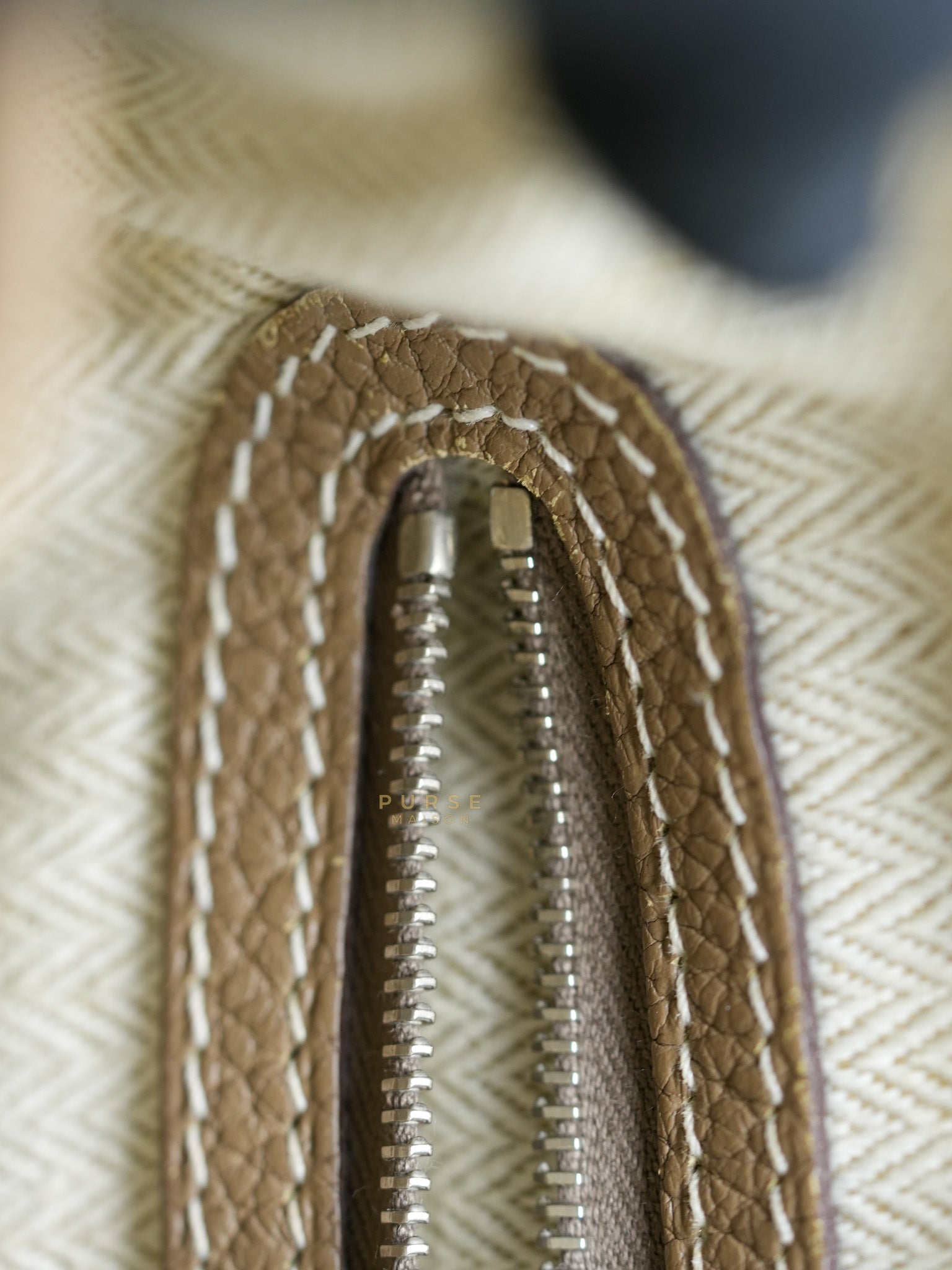 Garden Party Tote 30 (GPT) Etoupe Negonda Leather in Palladium Hardware Stamp Square R (2014) | Purse Maison Luxury Bags Shop