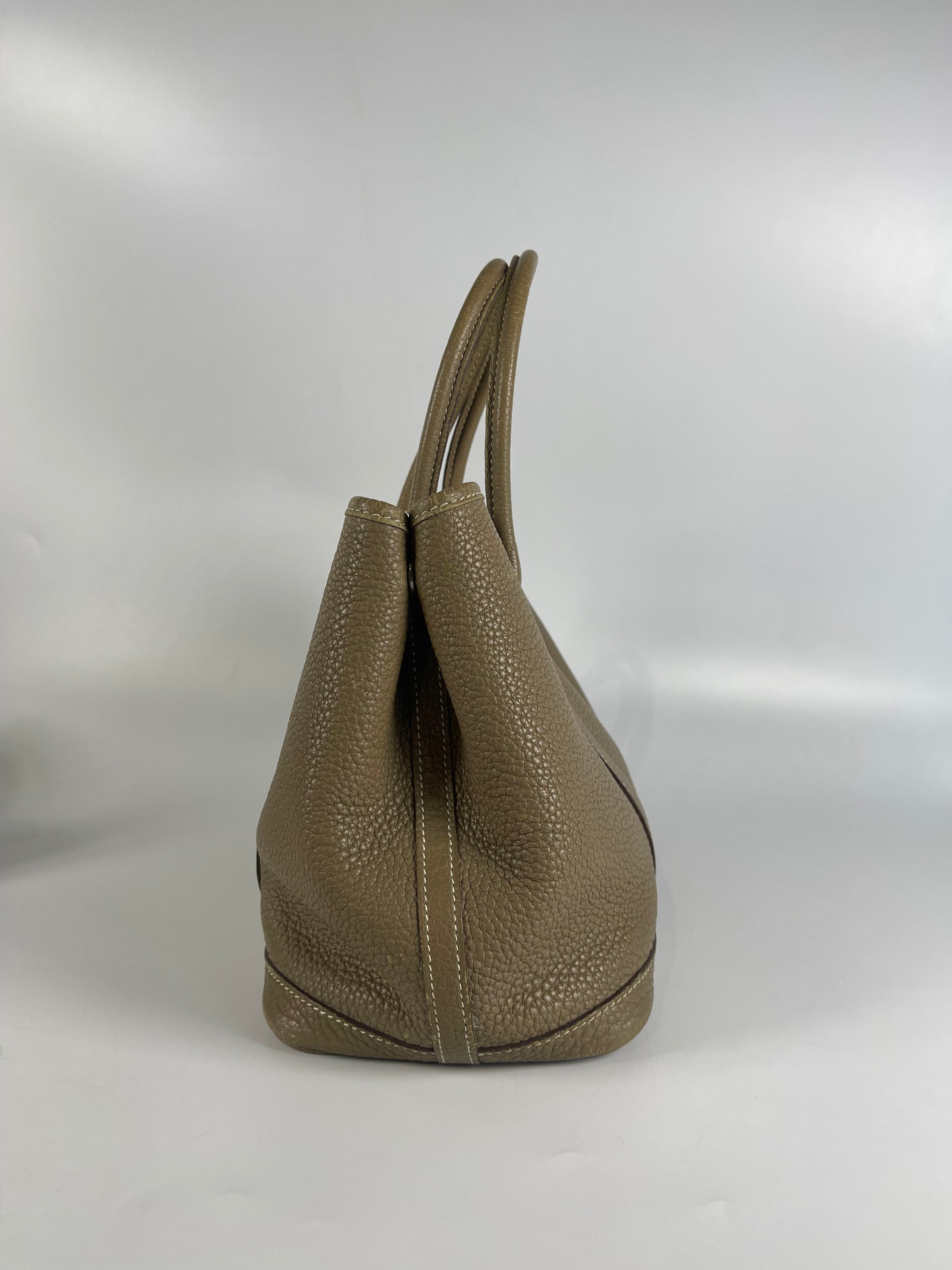 Garden Party Tote 30 (GPT) Etoupe Negonda Leather in Palladium Hardware Stamp Square R (2014) | Purse Maison Luxury Bags Shop